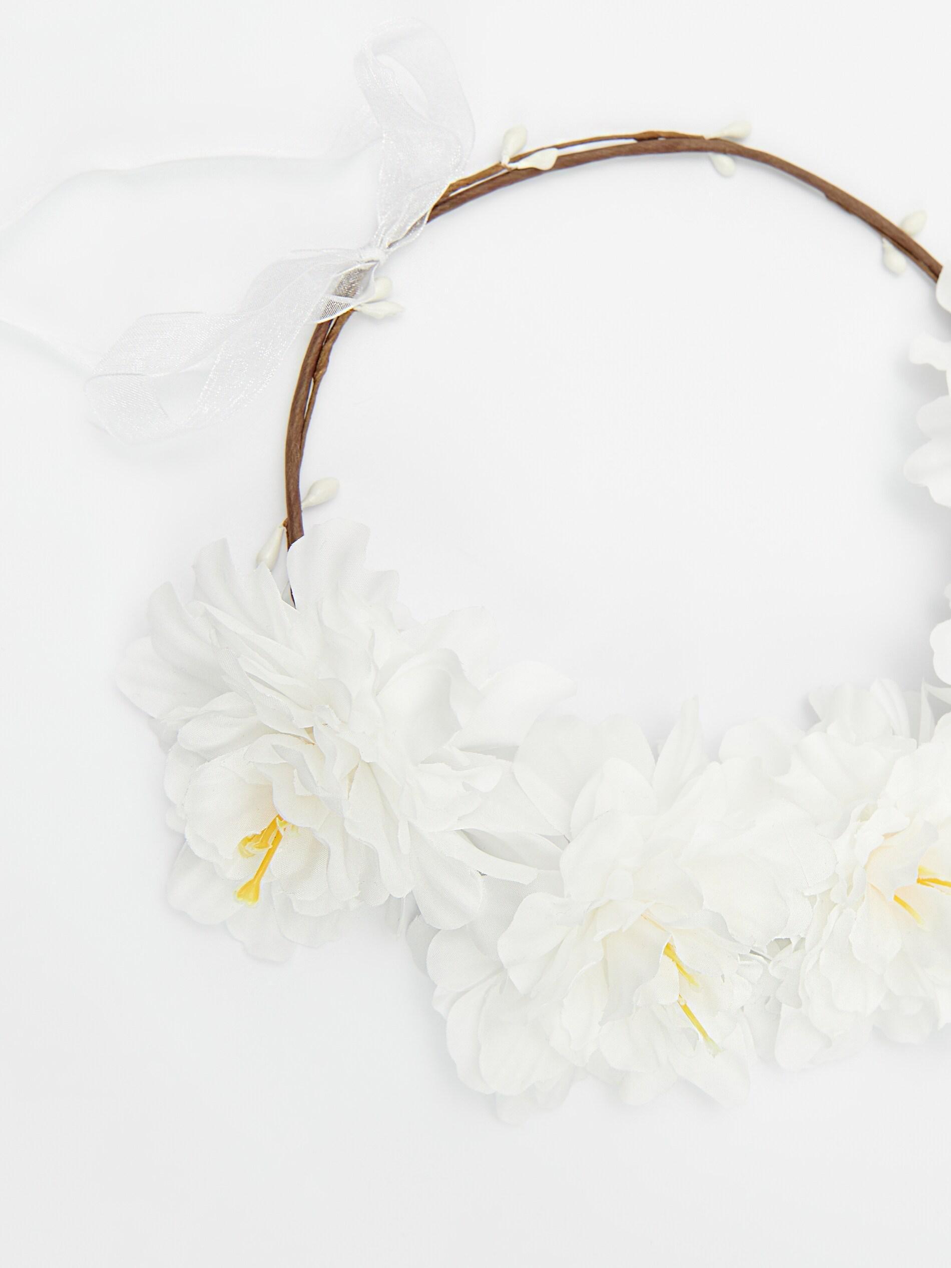 Ivory Hairband With Flowers, Kids Girl, , large image number 1