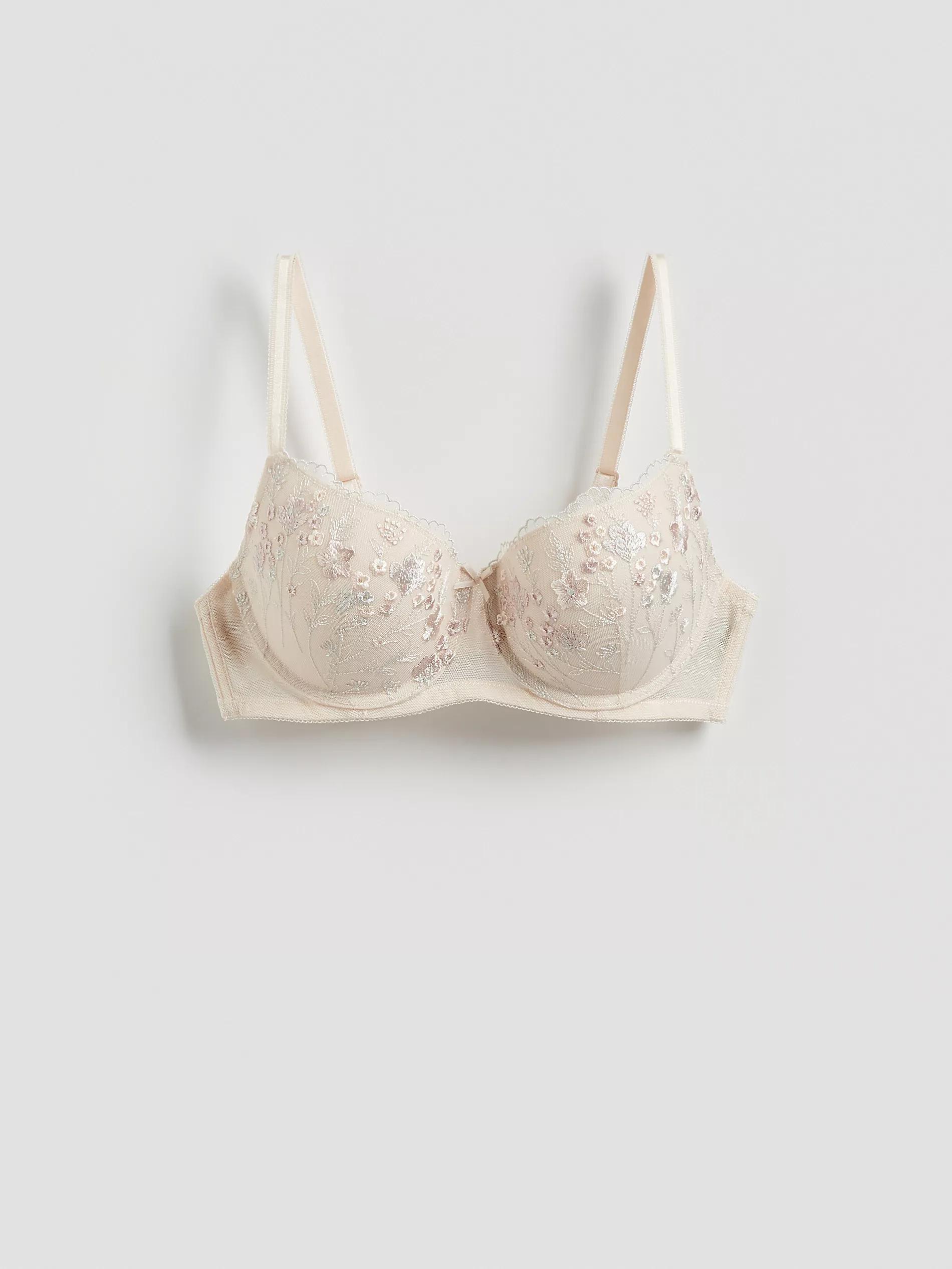 PASTEL PINK Push up brasserie with embroidery, Pink, medium