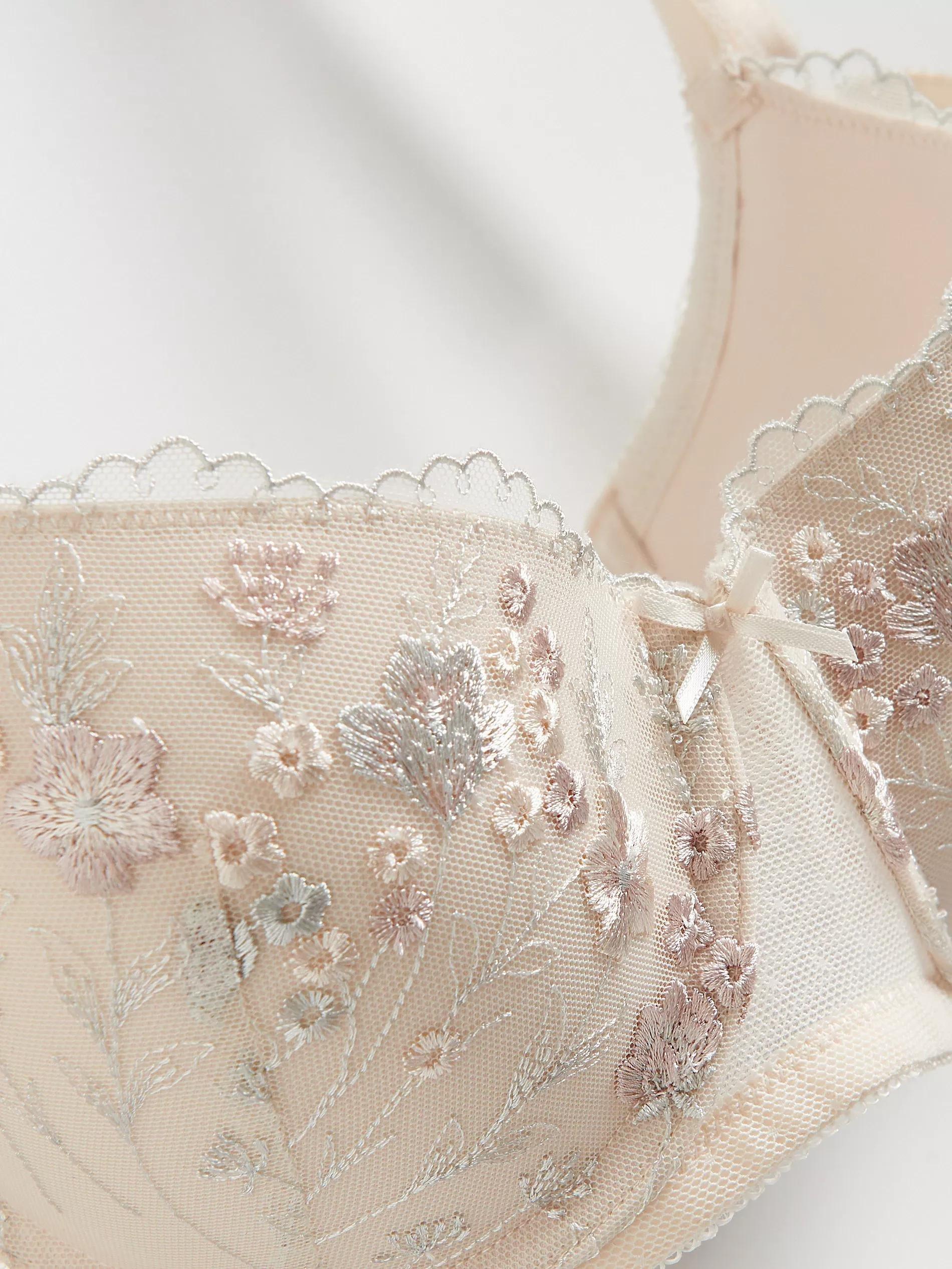 PASTEL PINK Push up brasserie with embroidery, Pink, medium