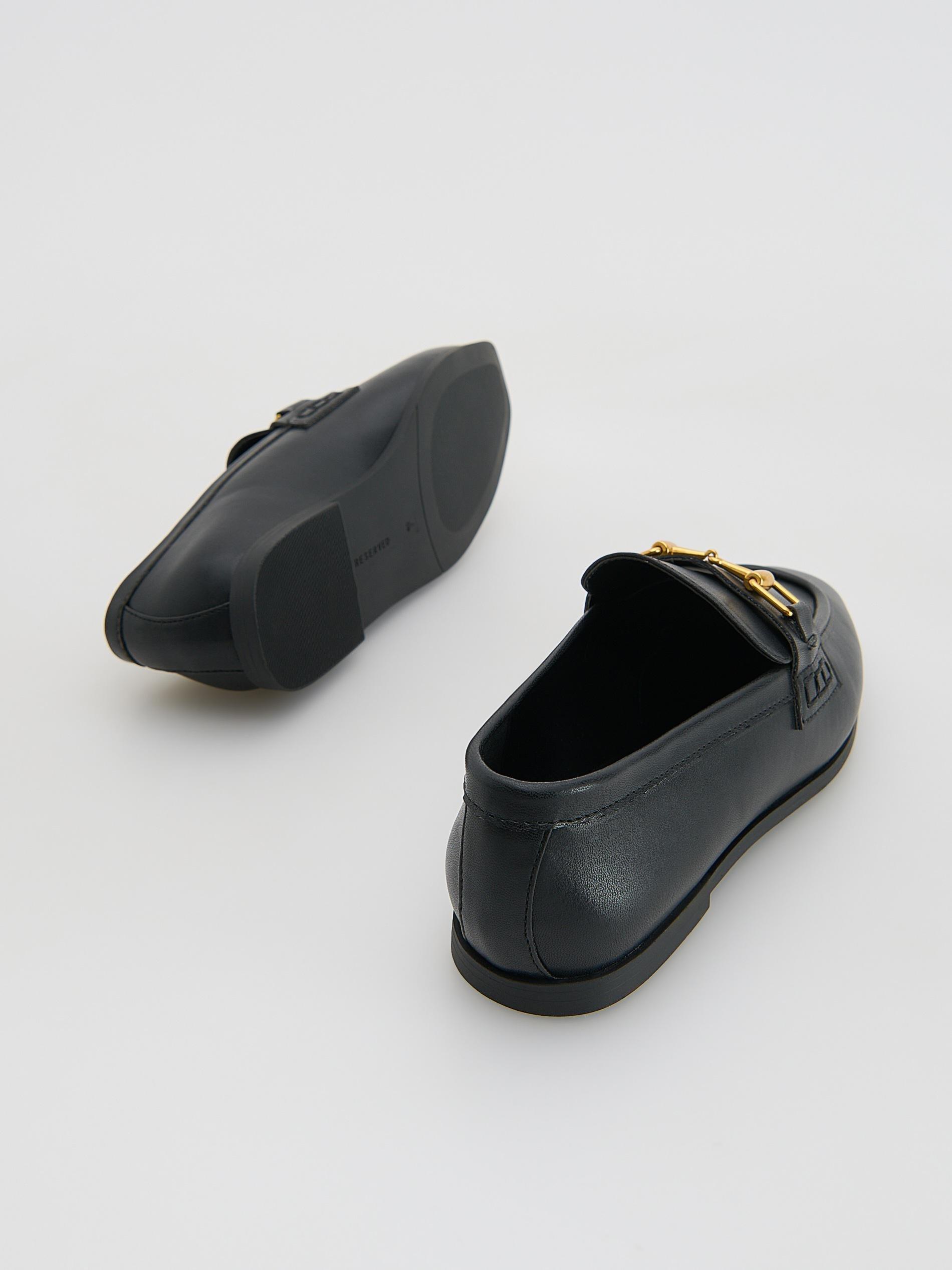 LADIES` LOAFER SHOES BLACK, Black, medium