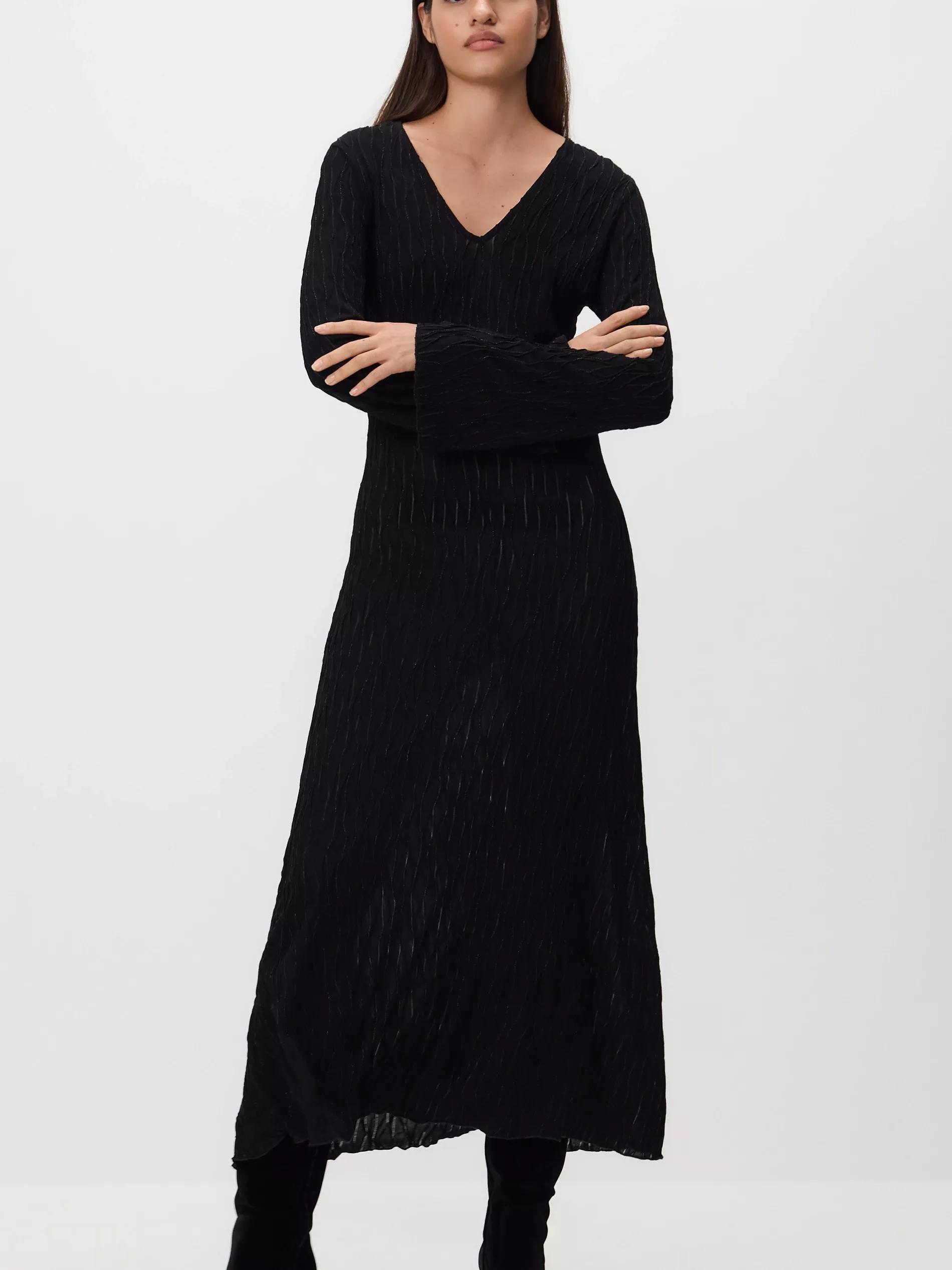 Black Patterned Maxi Dress, Black, large image number 1