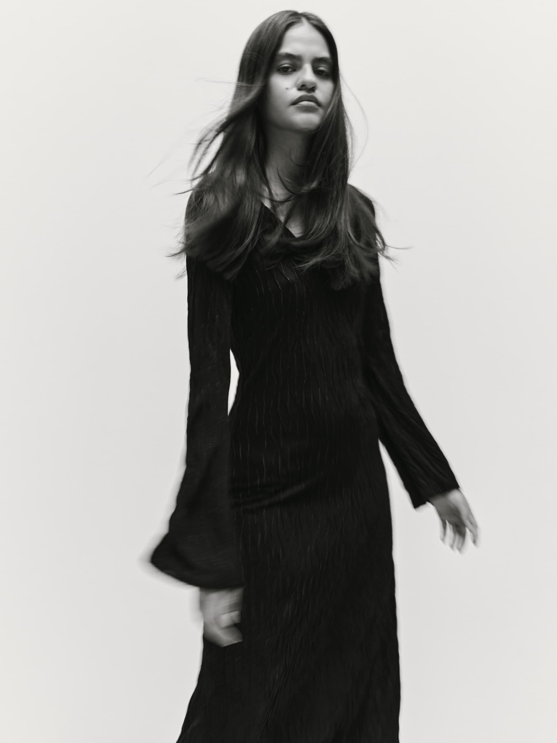 Black Patterned Maxi Dress, Black, large image number 2