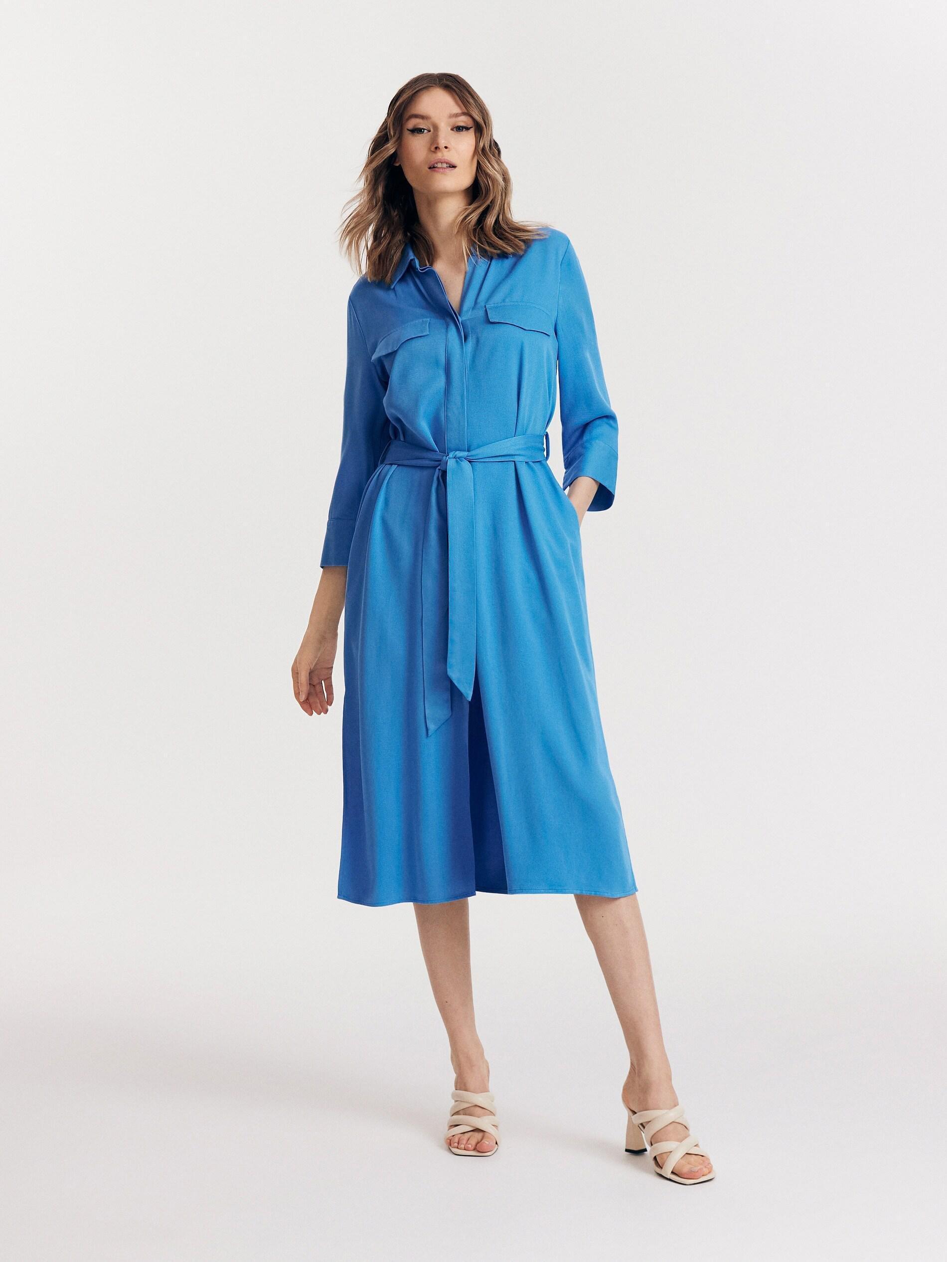Blue Viscose Dress, , large image number 0