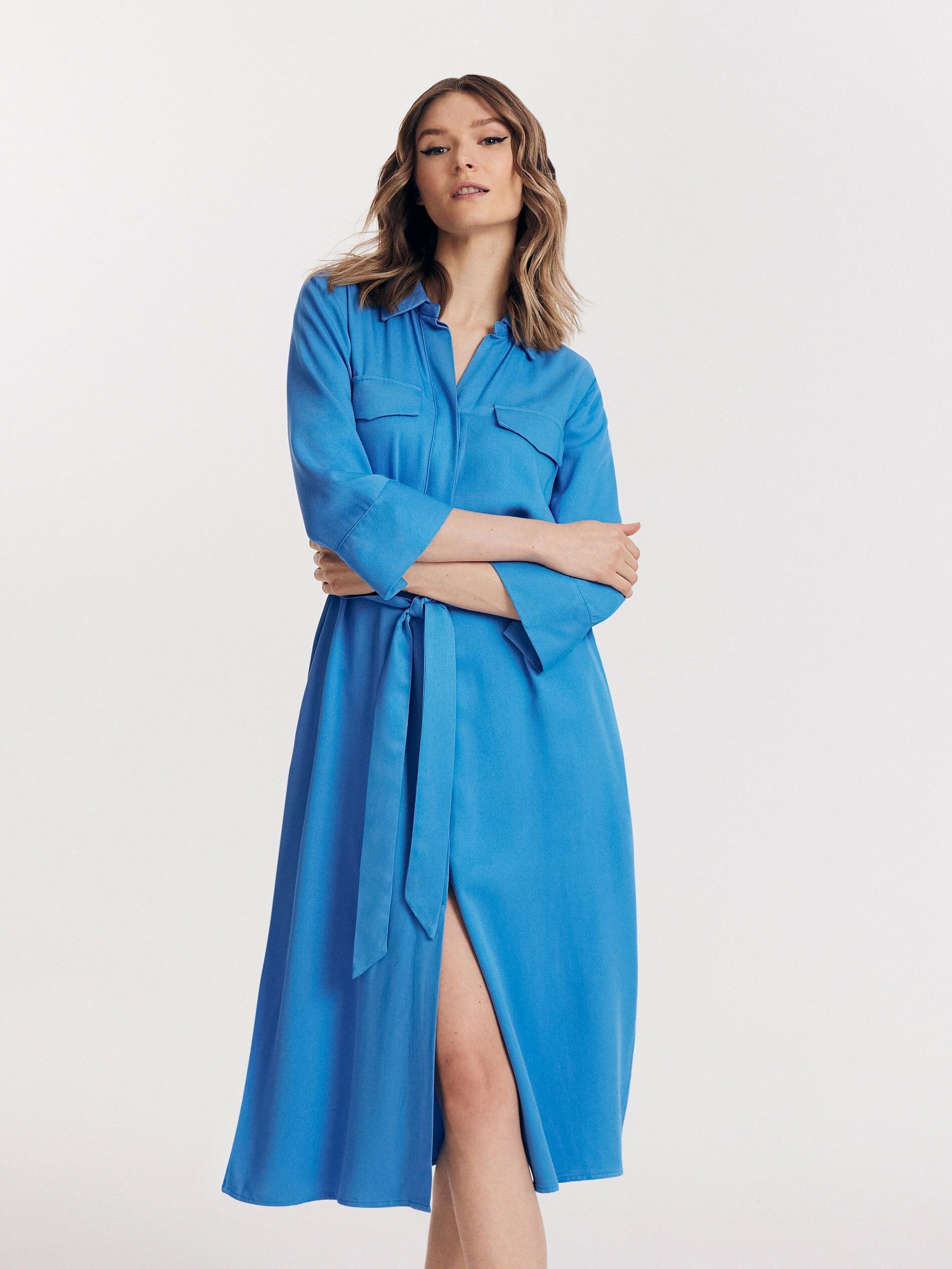 Blue Viscose Dress, , large image number 1