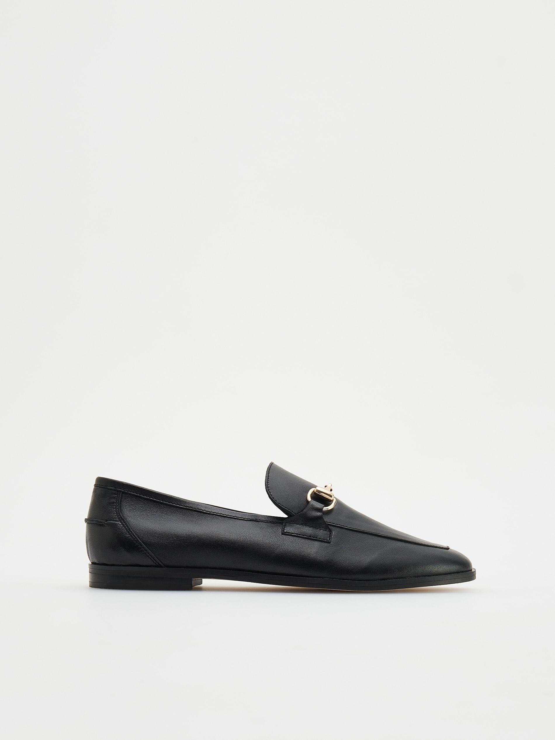 Black Leather Loafers, , large image number 0