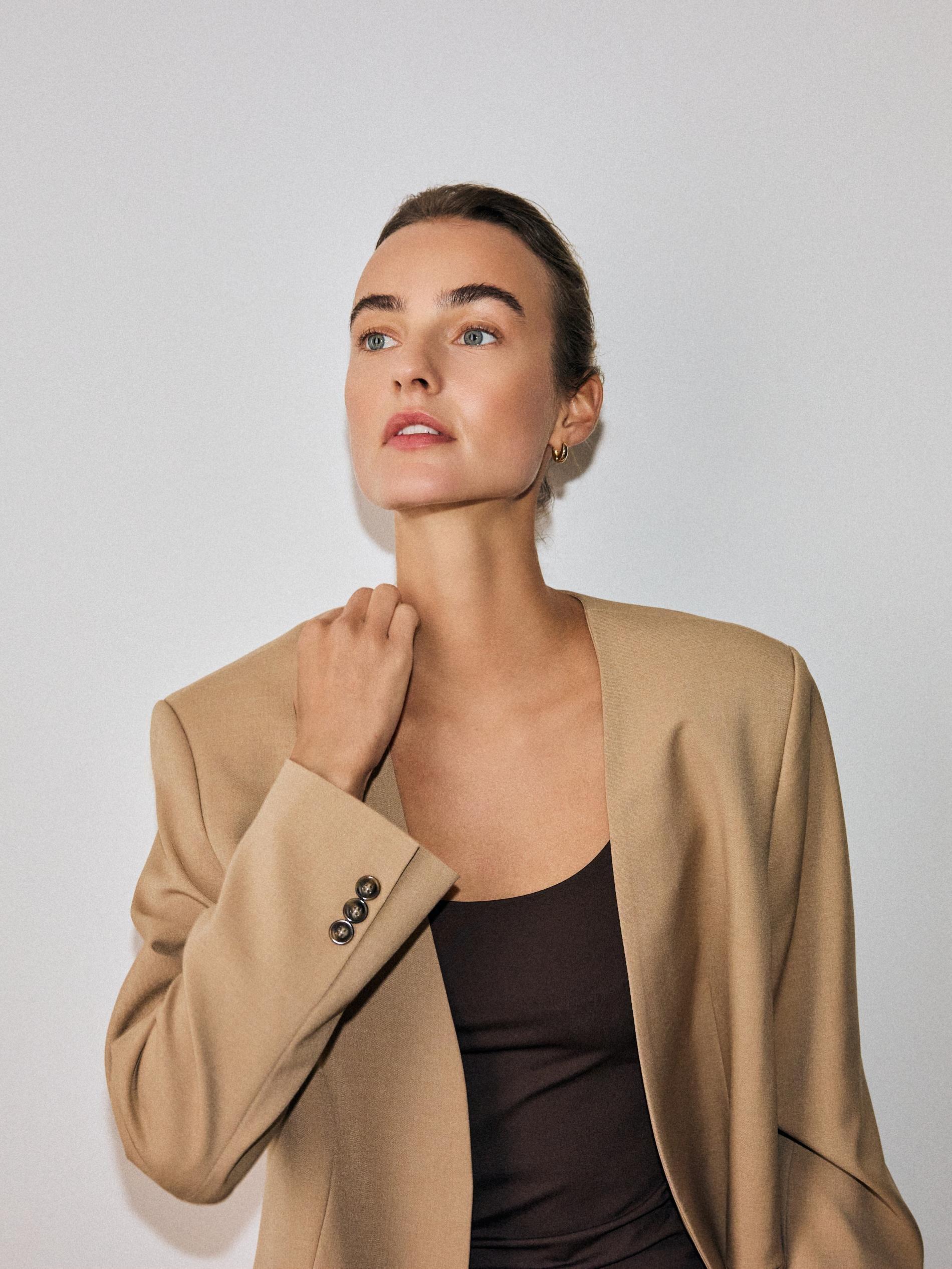 LADIES` BLAZER BEIGE, Beige, medium