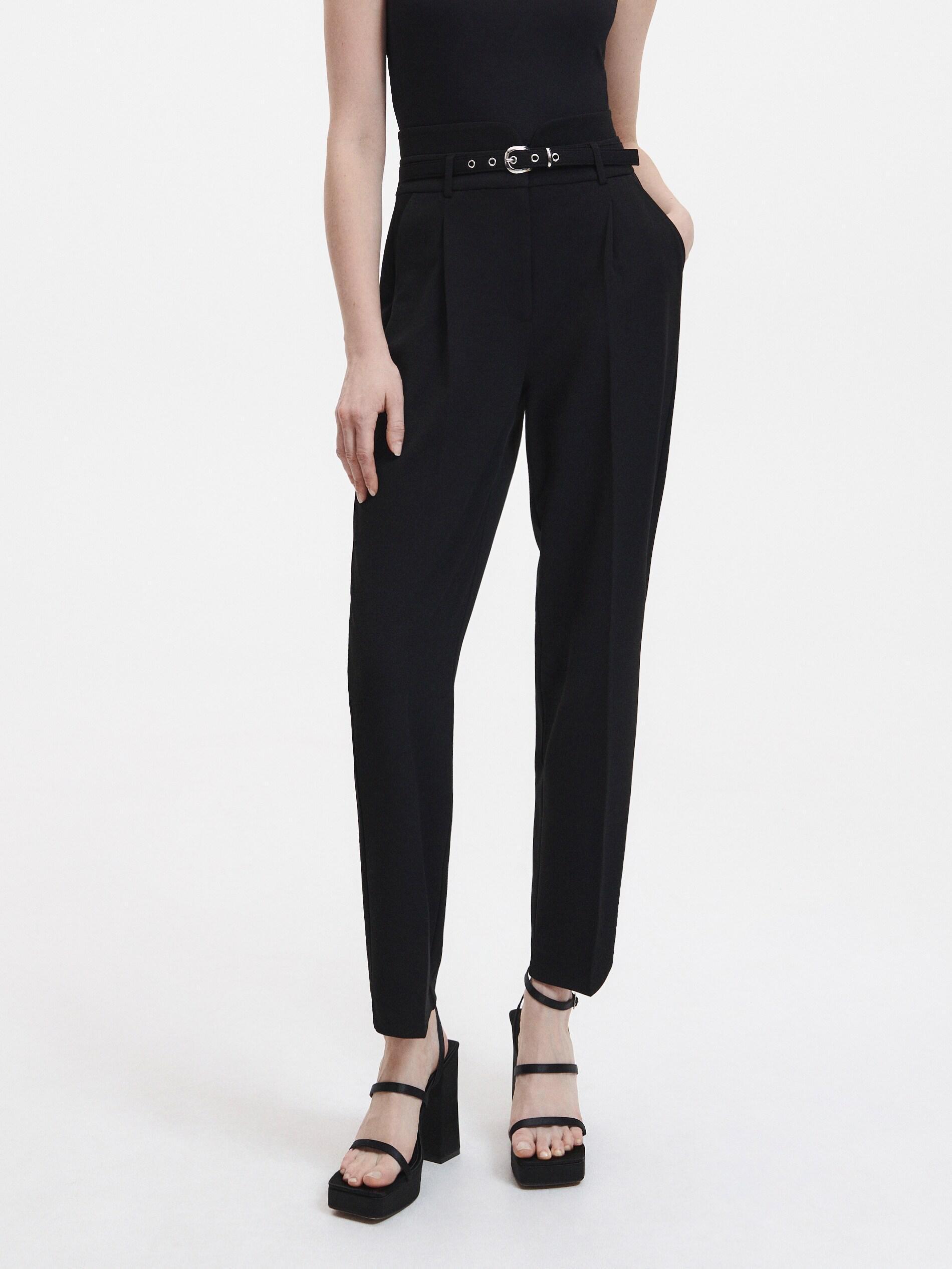 Black Trousers With Tie Waist Belt, , large image number 2