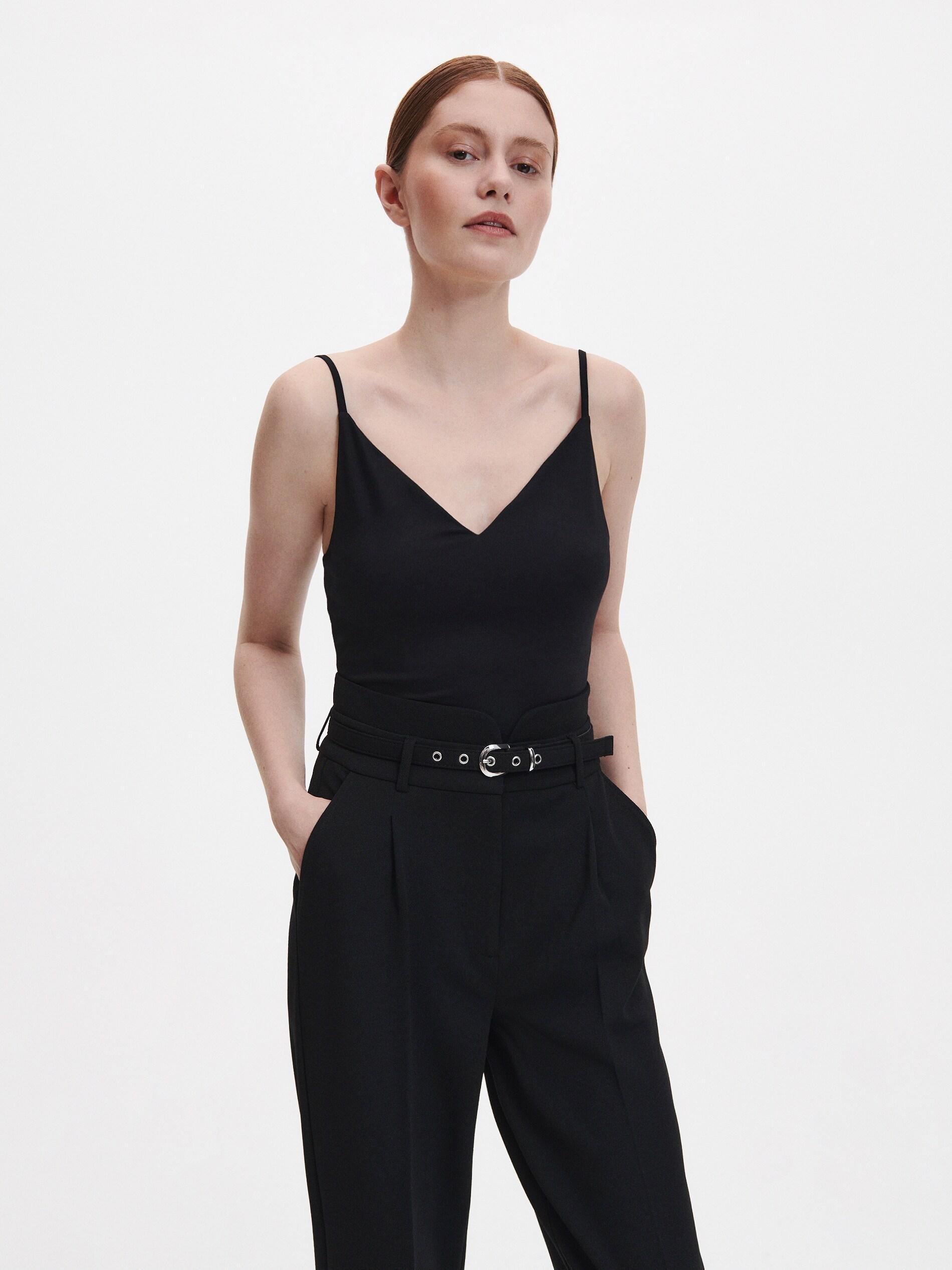 Black Trousers With Tie Waist Belt, , large image number 4
