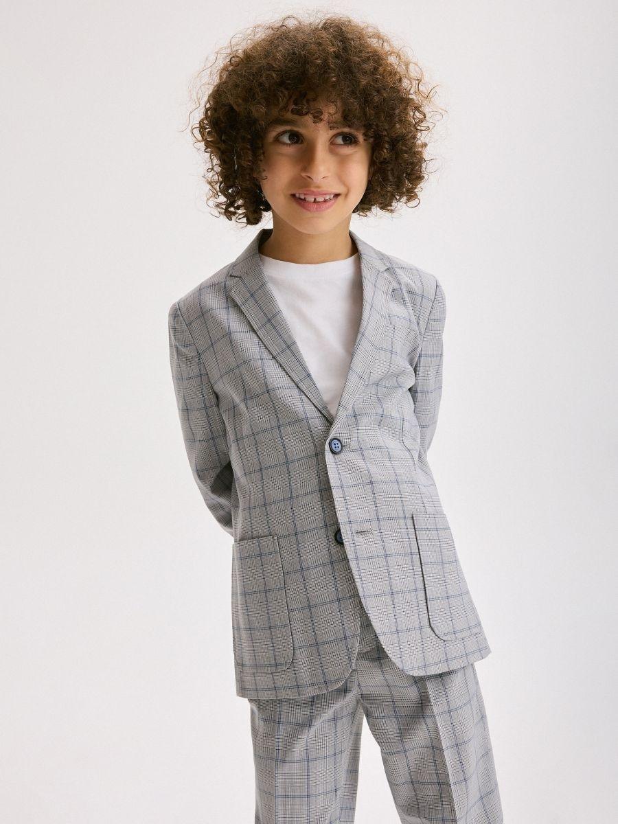 Blue Elegant Check Blazer, , large image number 1