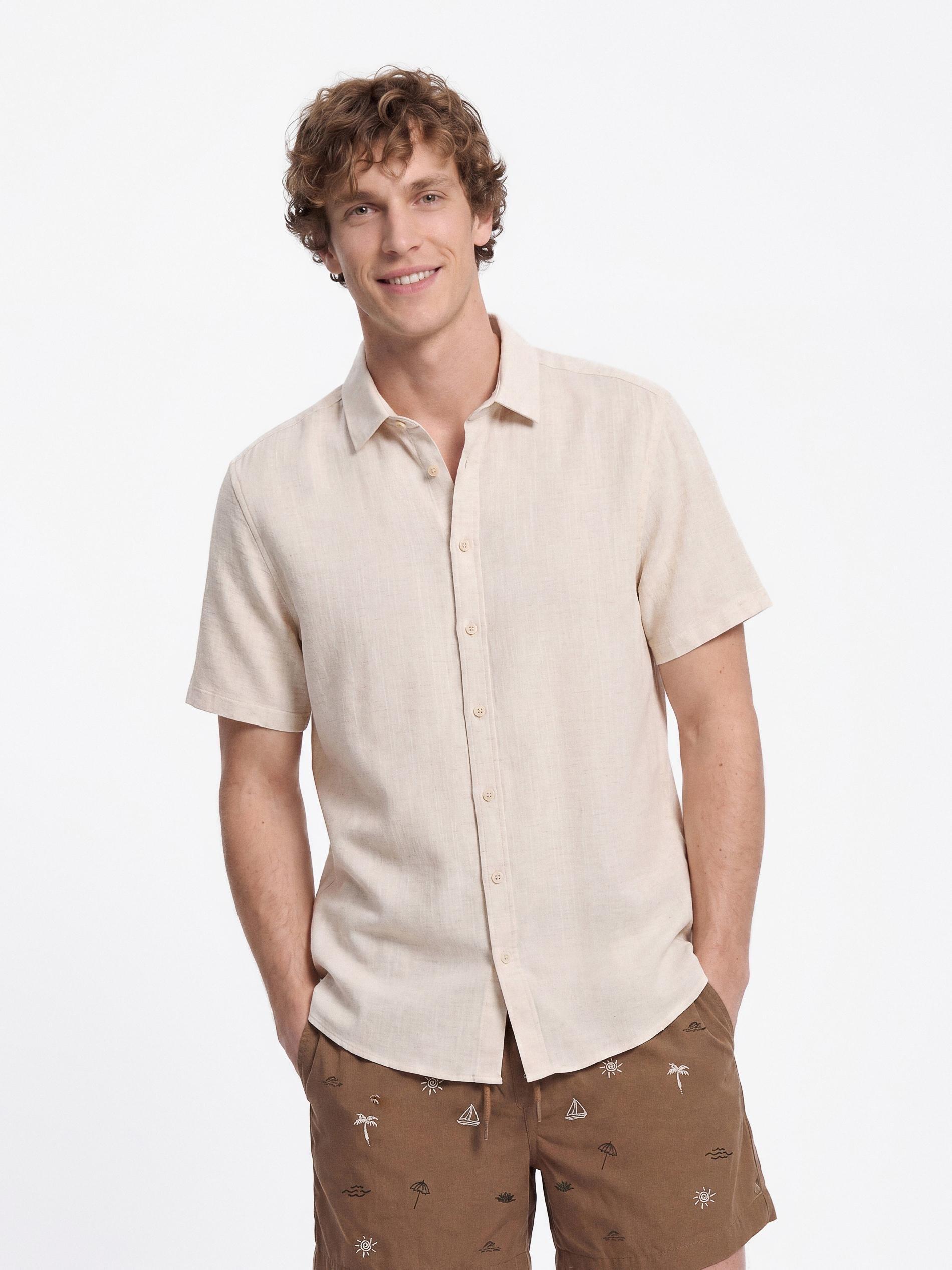 Brown Beach Shorts With Embroidery, Brown, large image number 0