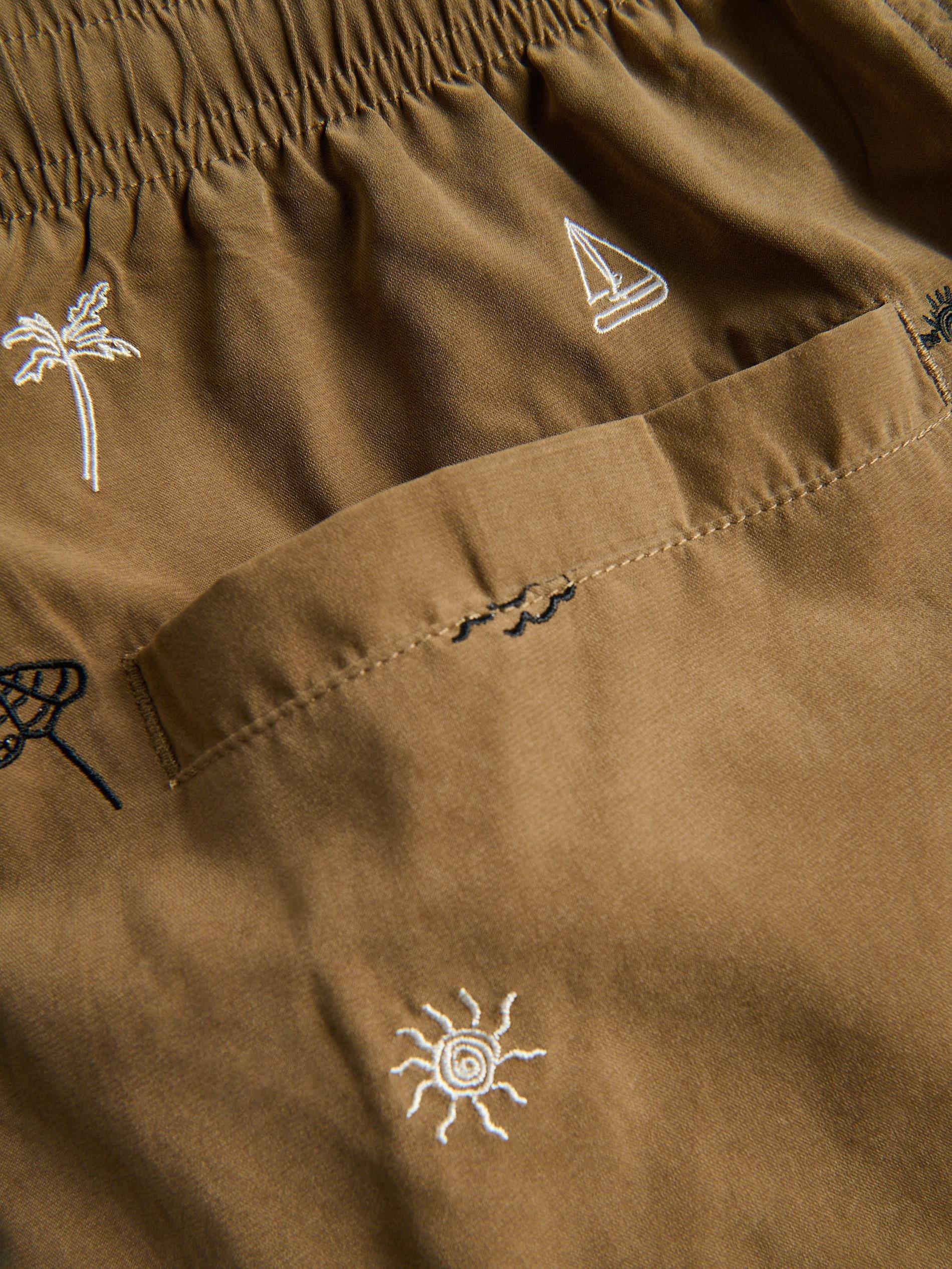 Brown Beach Shorts With Embroidery, Brown, large image number 2