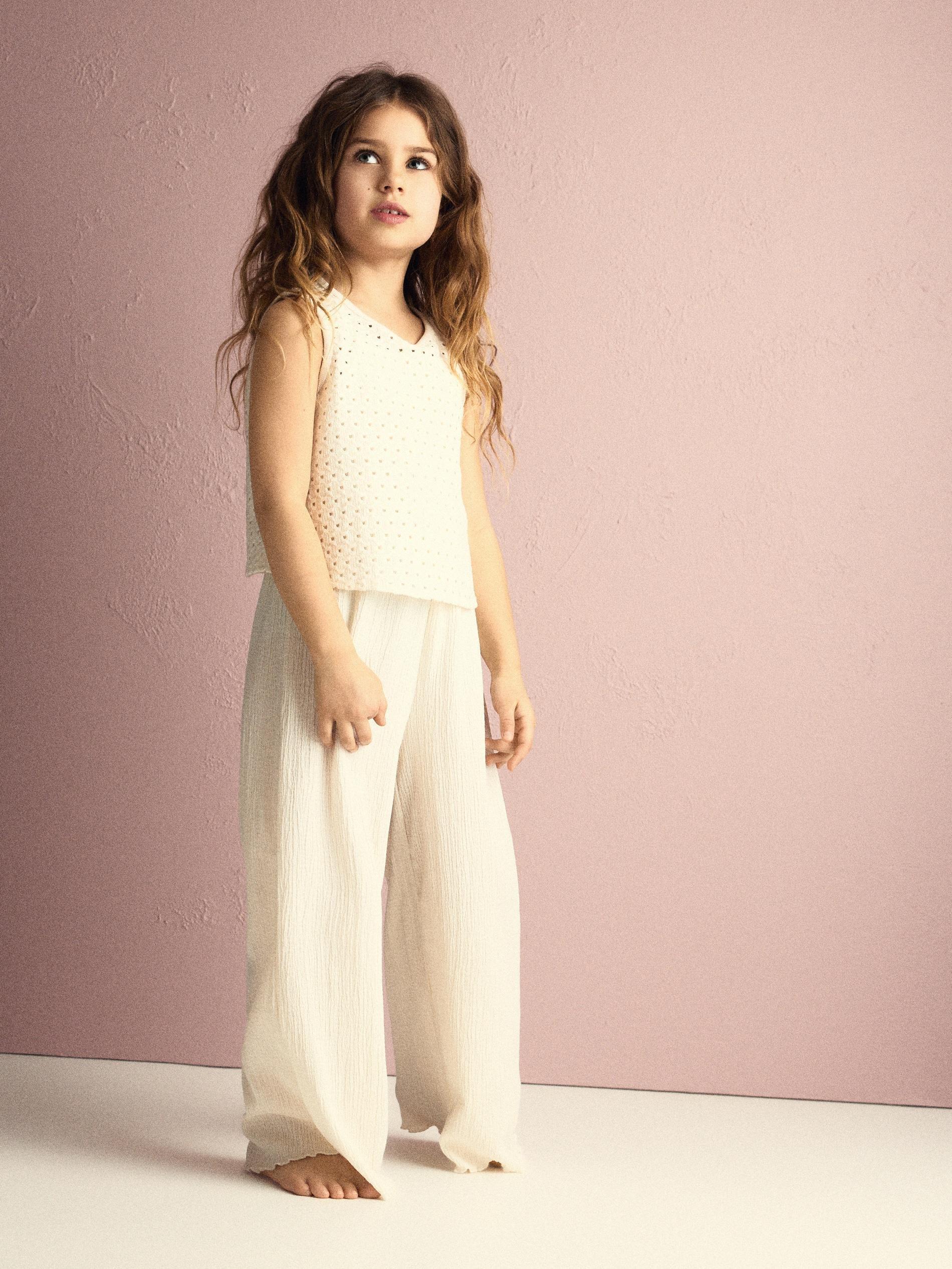 Cream Jumpsuit With Lace Top, Ivory, large image number 1