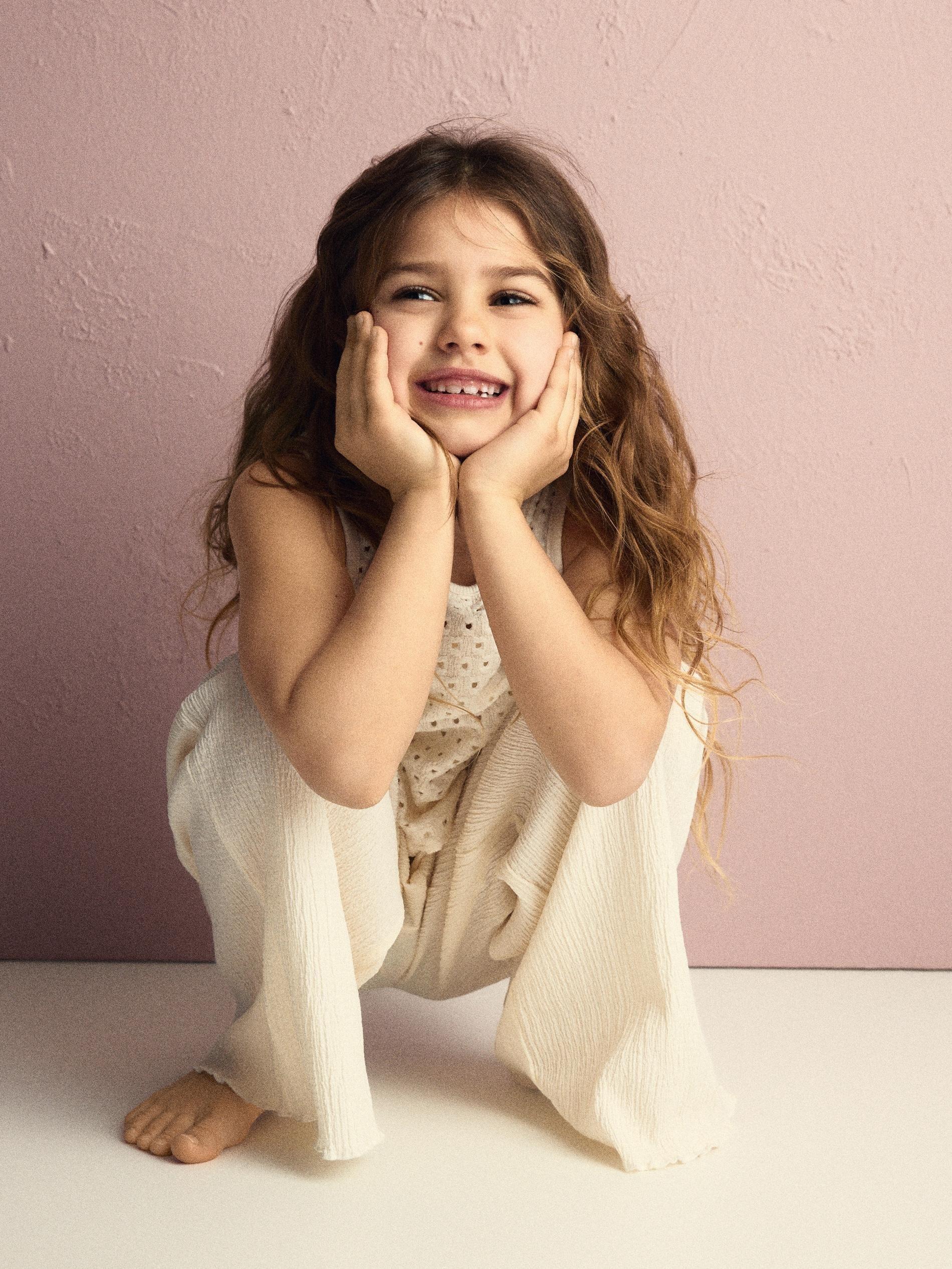 Cream Jumpsuit With Lace Top, Ivory, medium