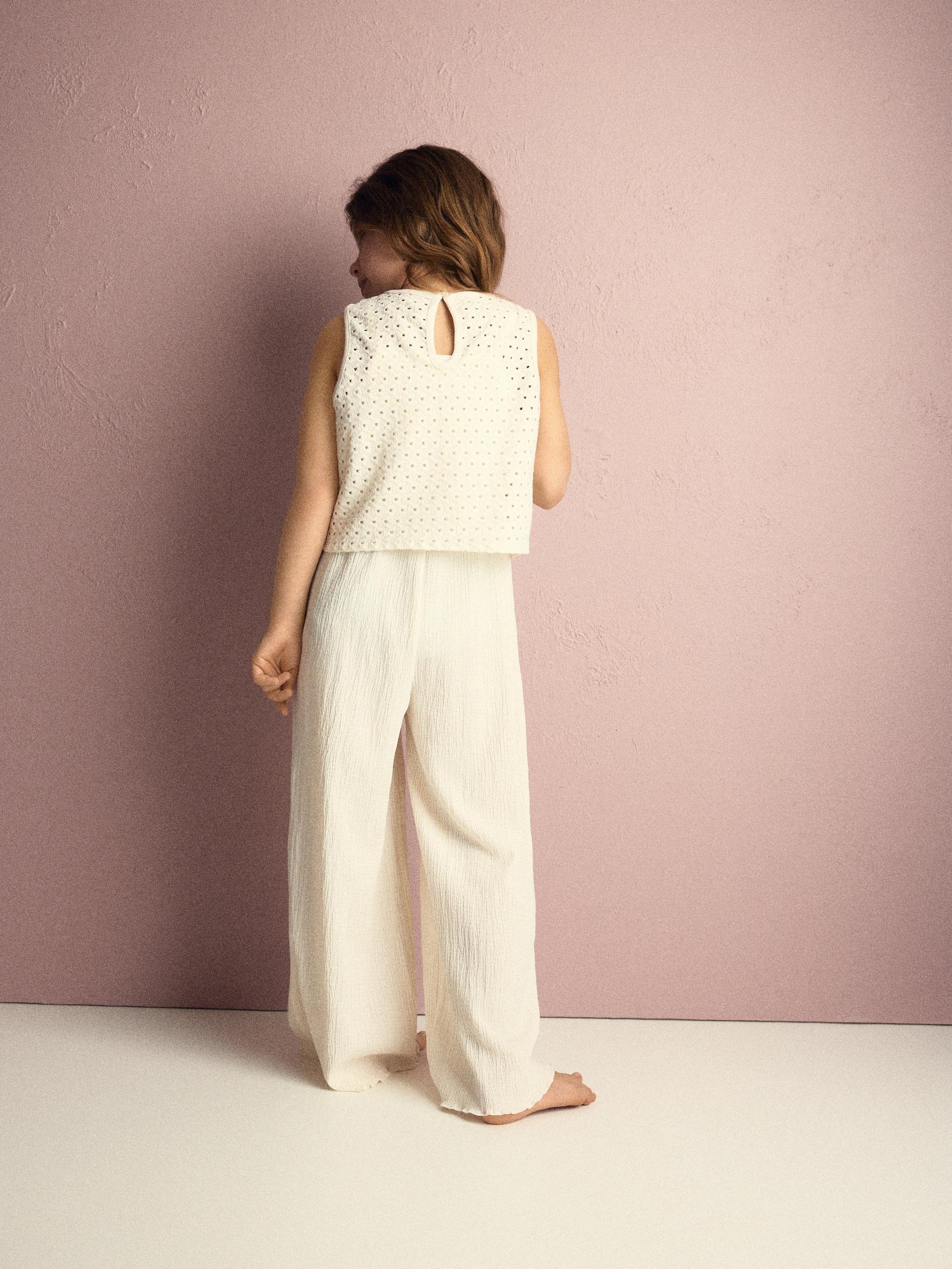 Cream Jumpsuit With Lace Top, Ivory, large image number 5