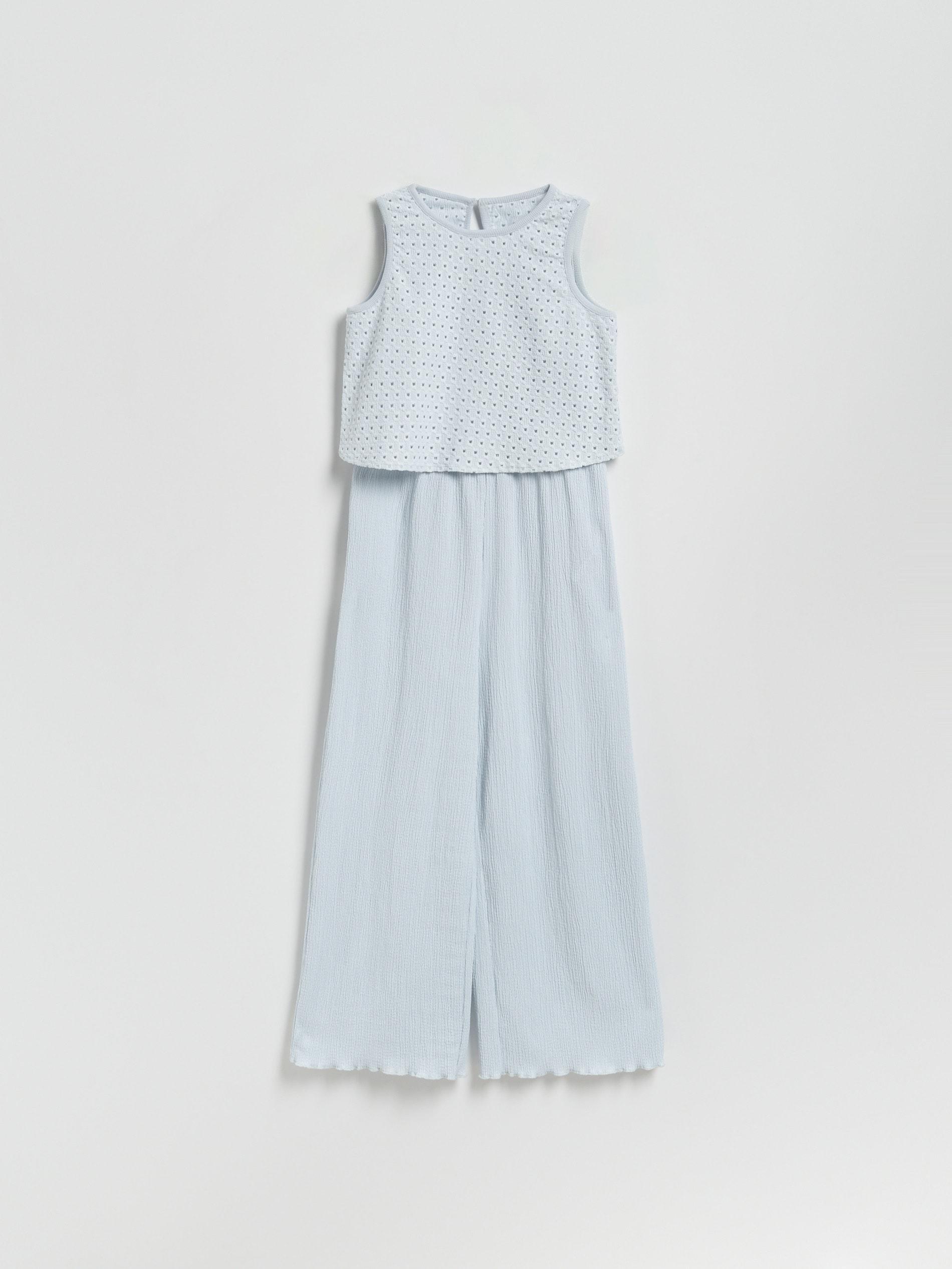 Blue Jumpsuit With Lace Top, Blue, large image number 0