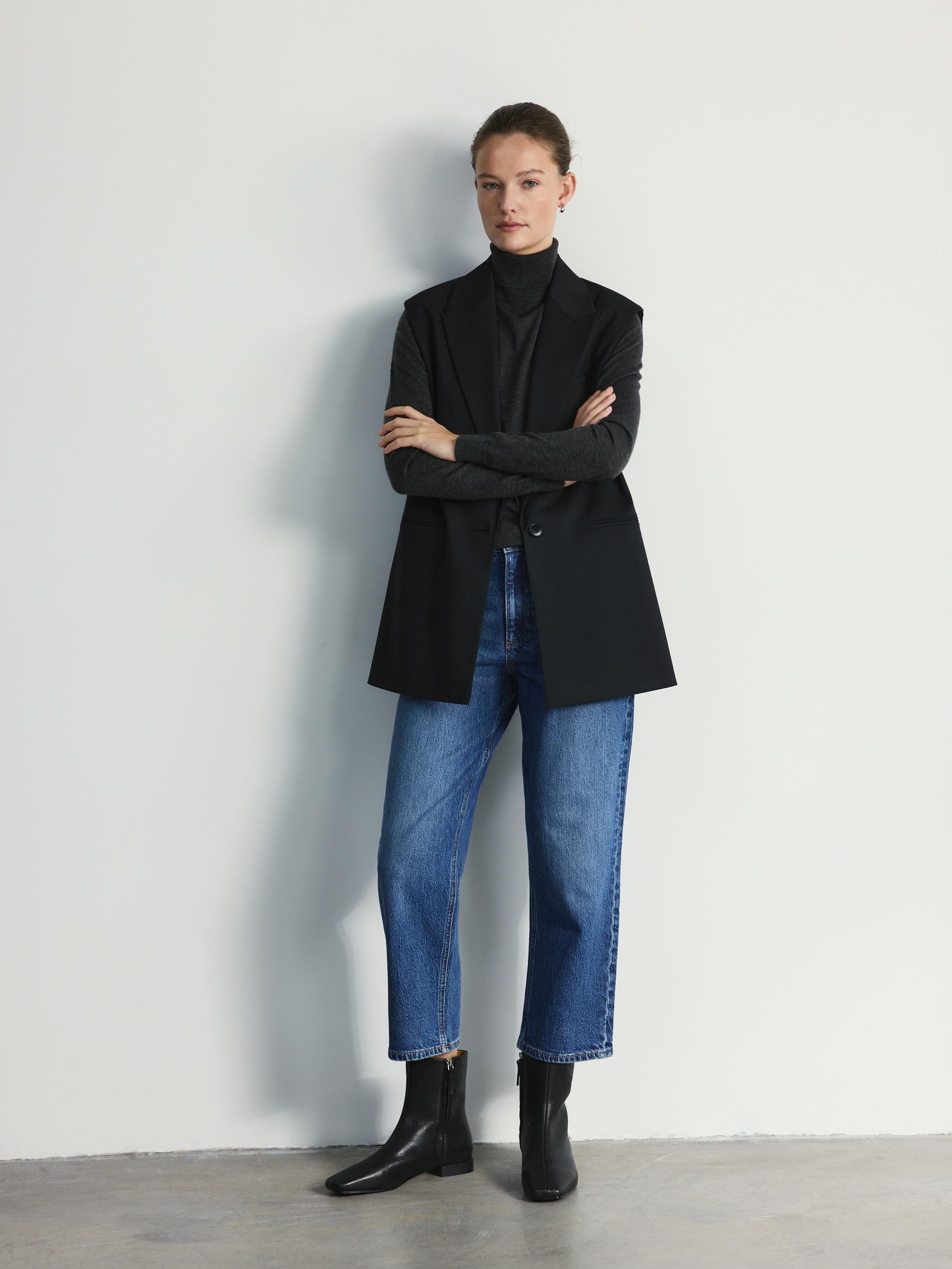 Black Viscose Blend Vest, Black, medium