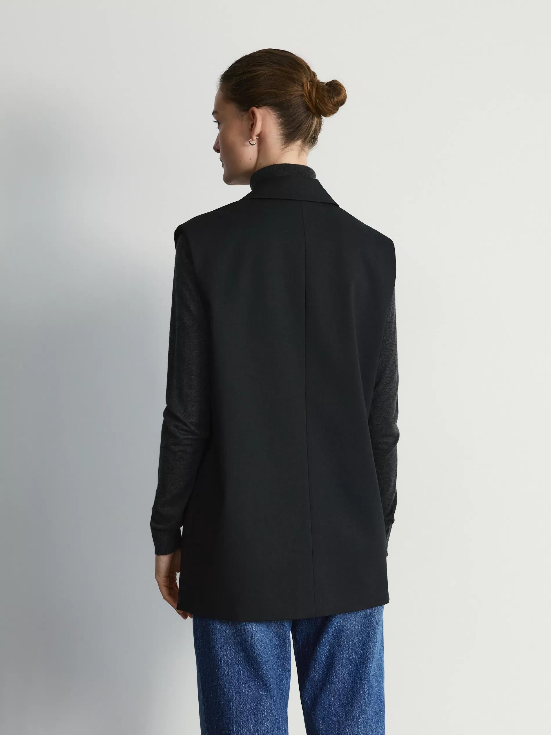 Black Viscose Blend Vest, Black, medium