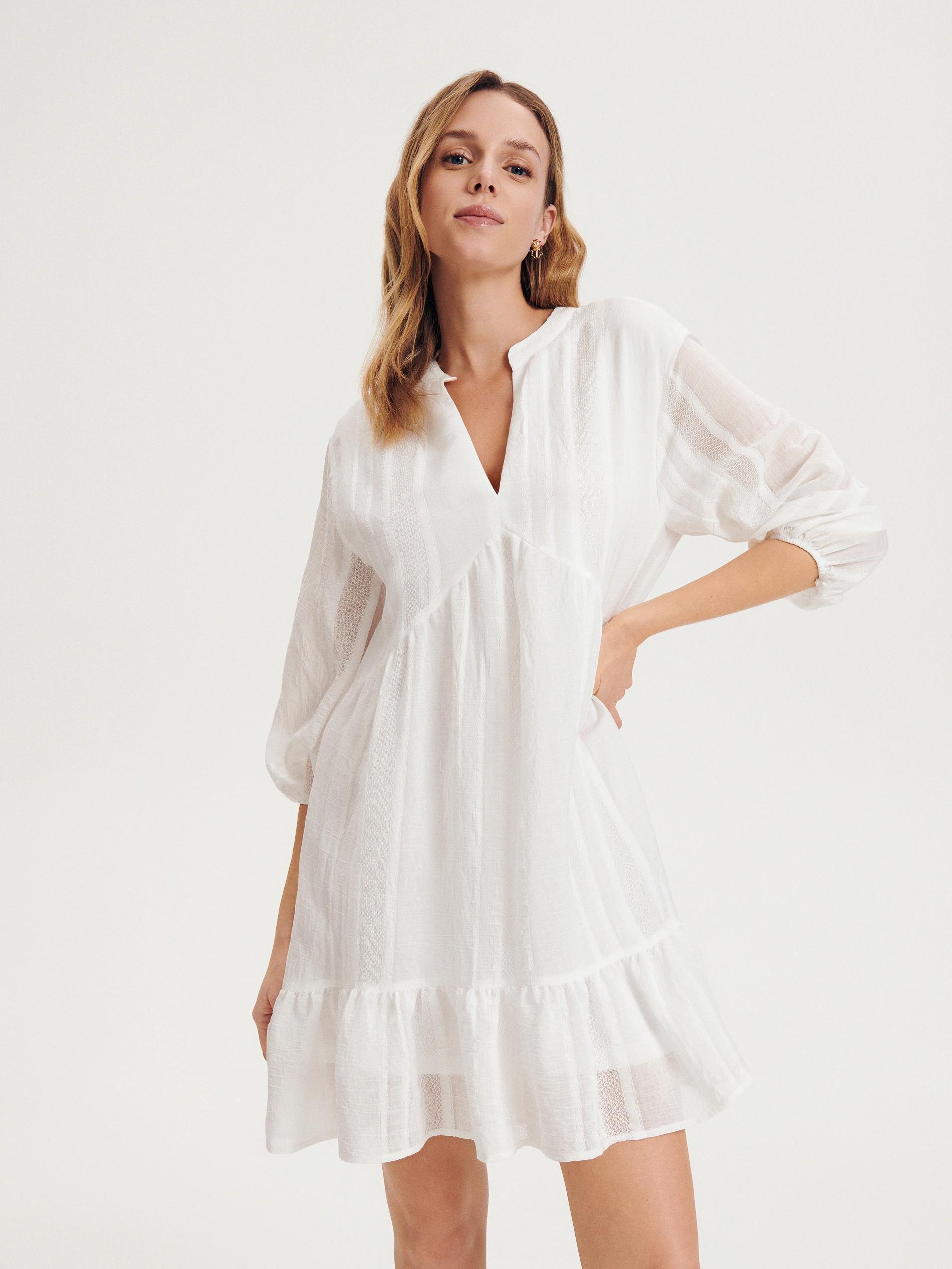 White Ruffled Dress, , large image number 1