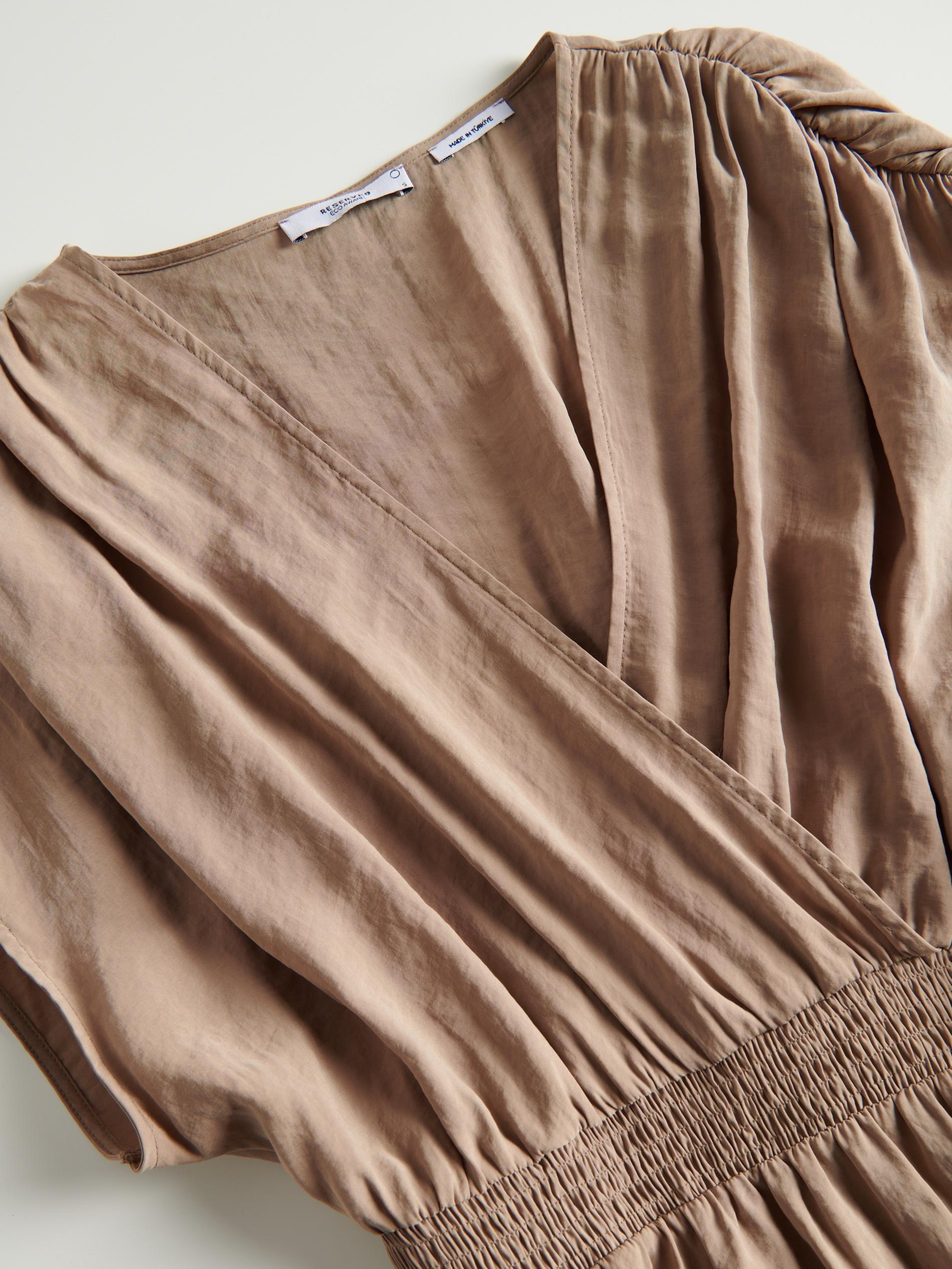 Beige Tencel Modal Rich Dress, , large image number 6