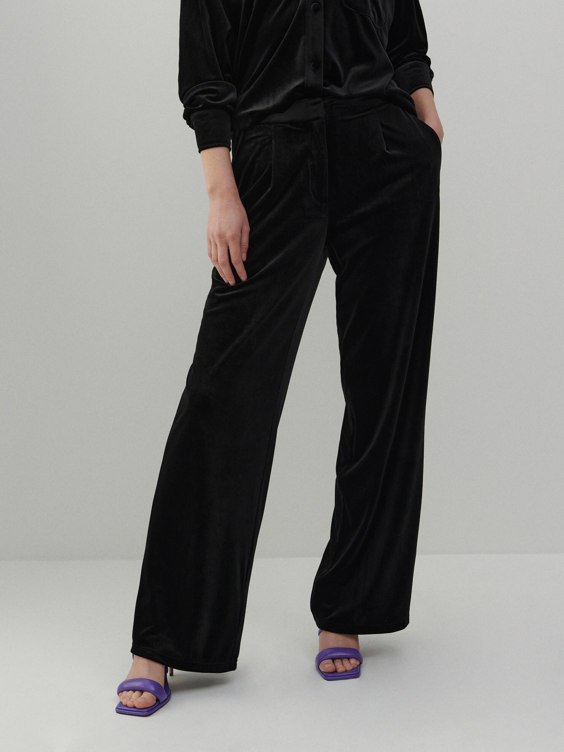 Black Velvet Trousers, Women, , large image number 1