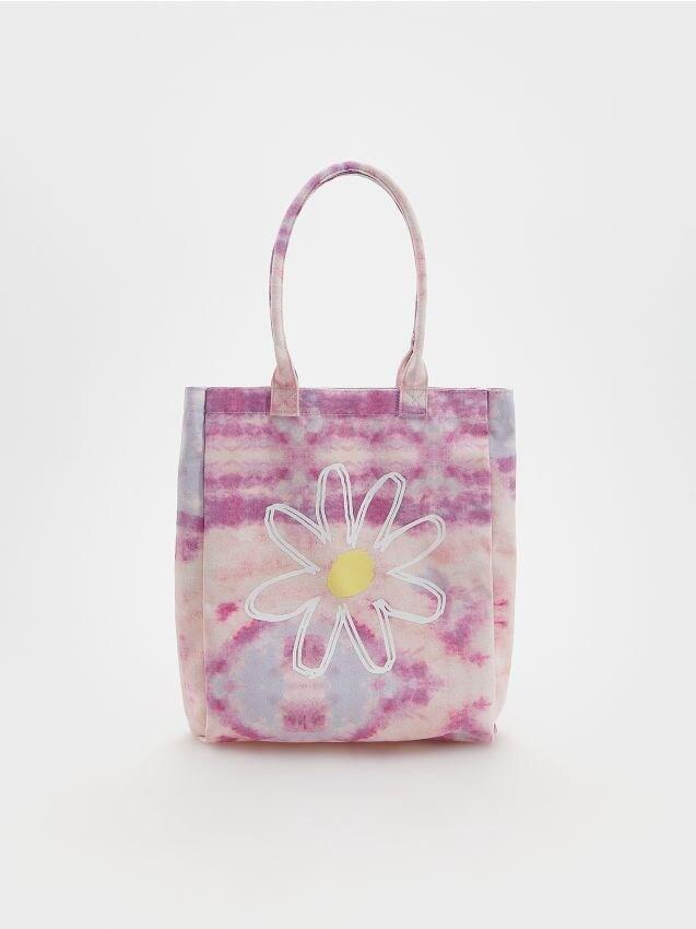 Pink Shopper In Batik Look, Kids Girls, Purple, large image number 0