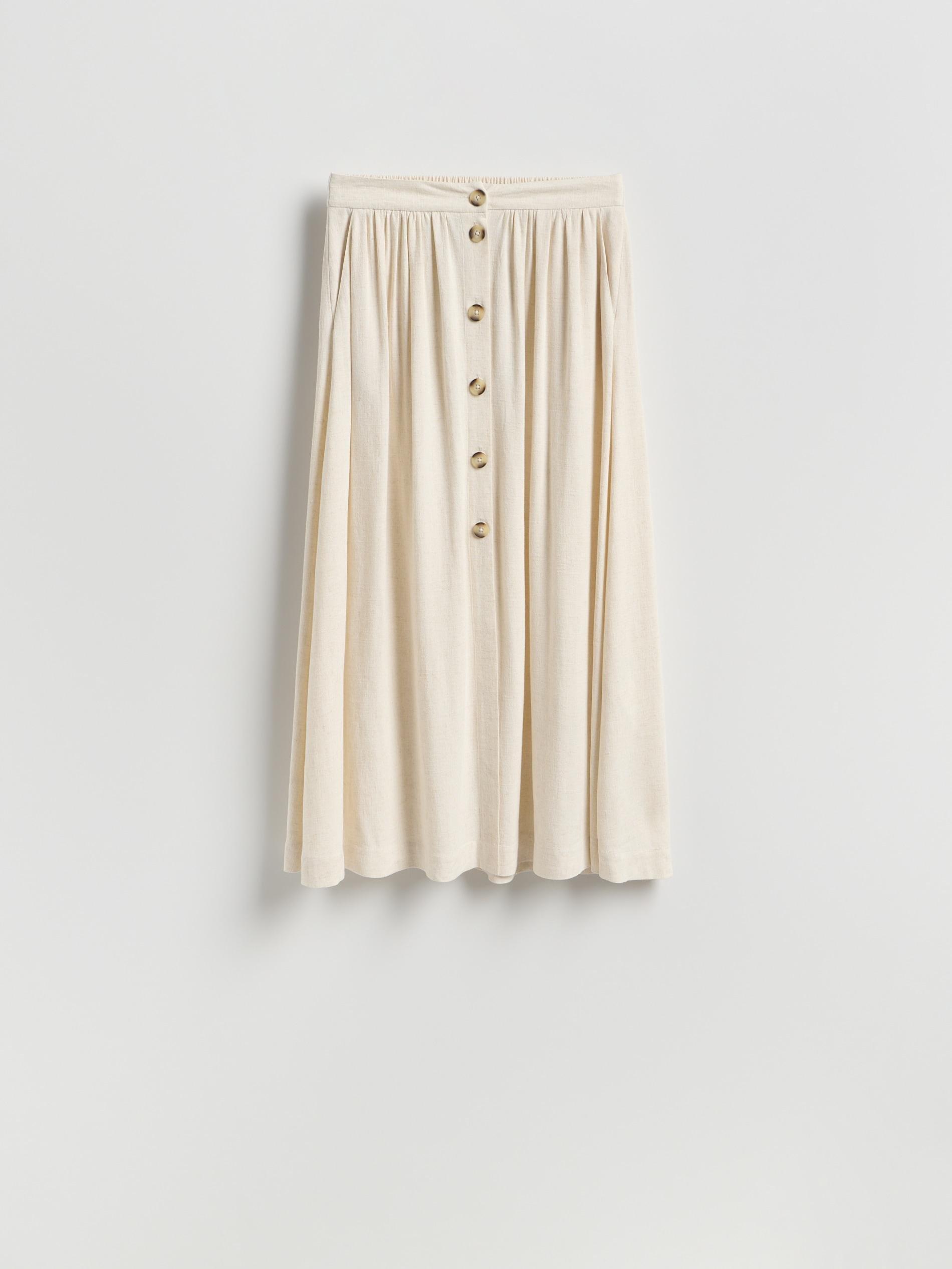 Cream Viscose Blend Skirt, Ivory, large image number 0