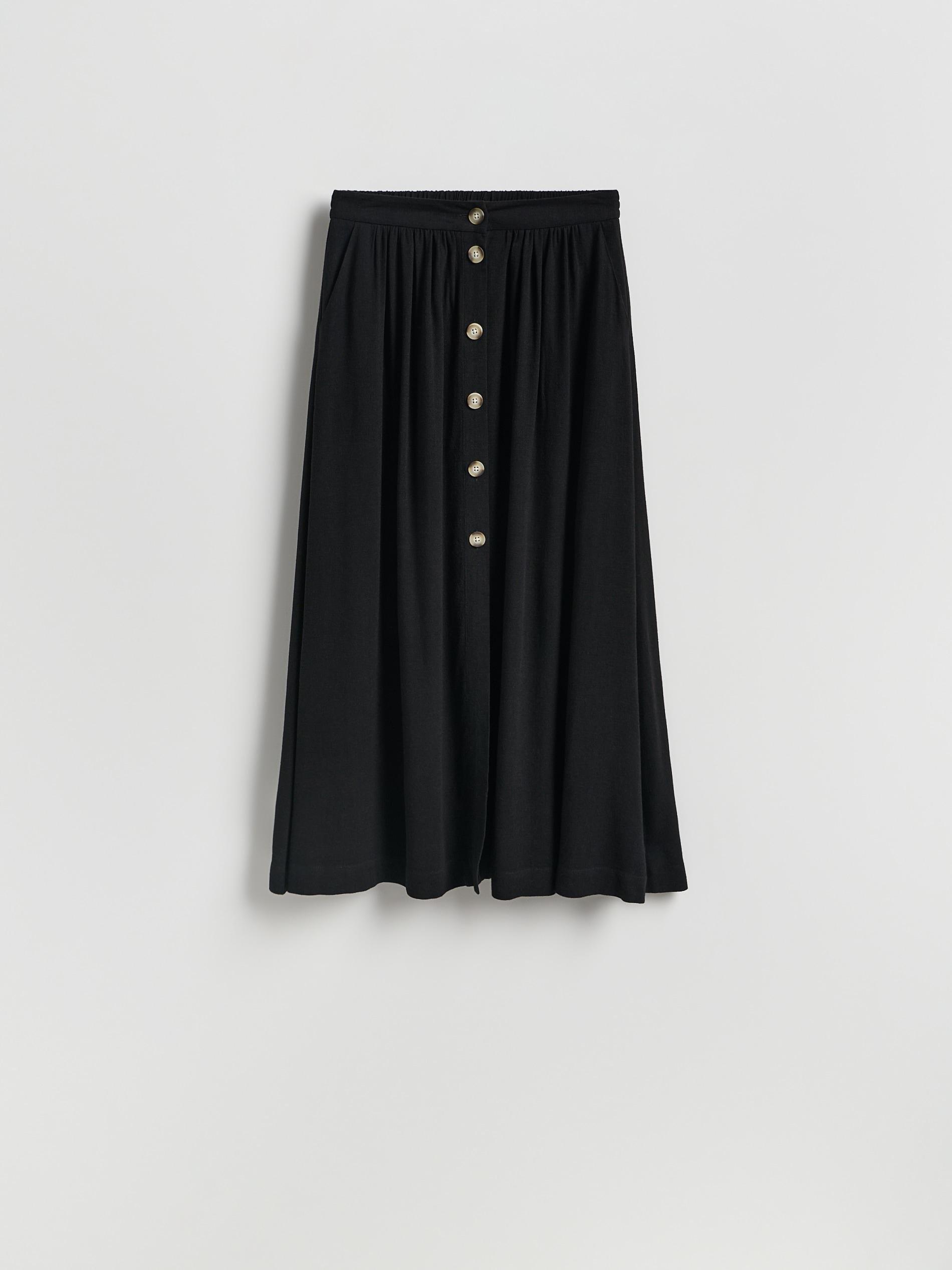 Black Viscose Blend Skirt, Black, large image number 0