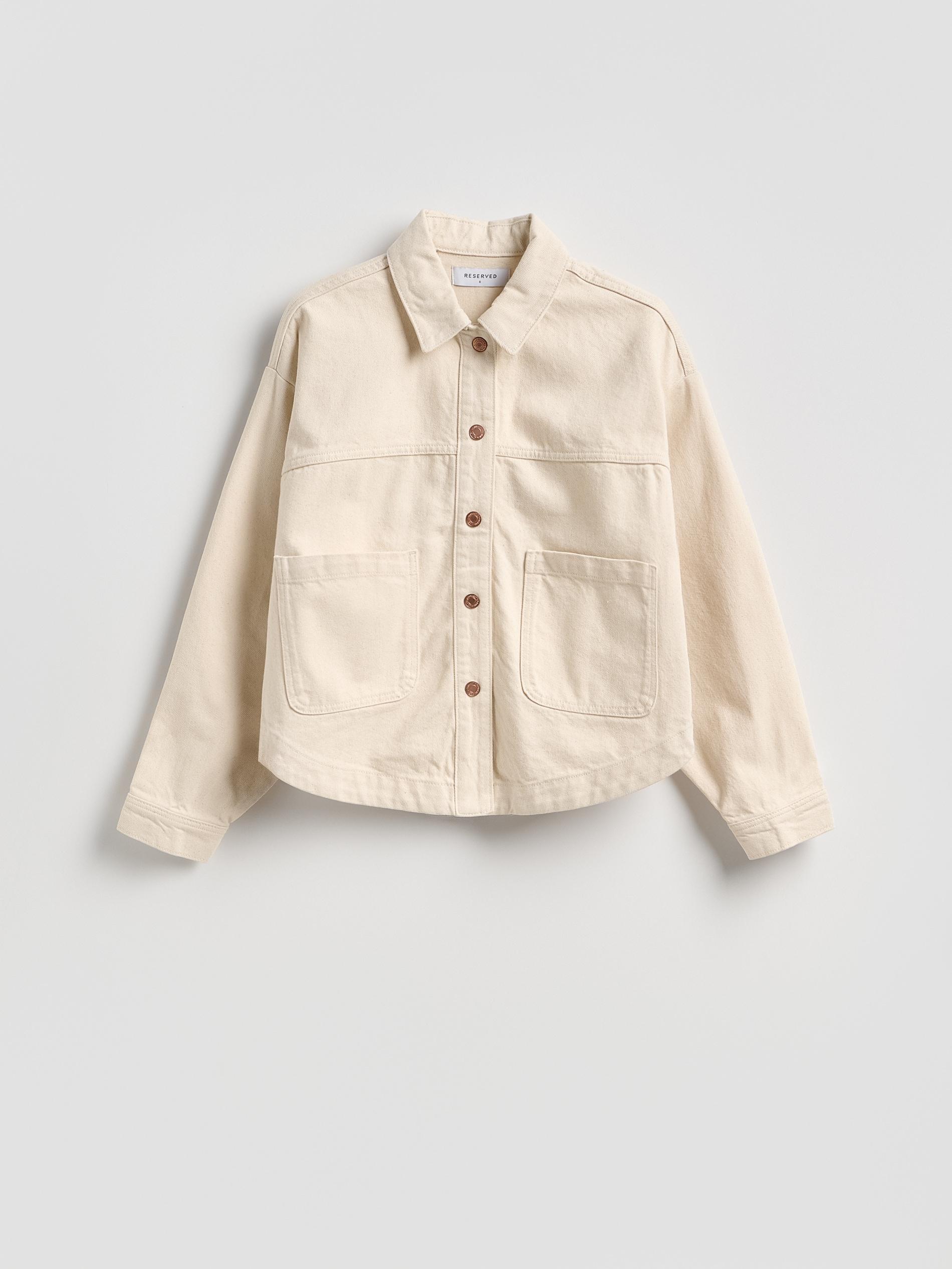 Beige Jeans Denim Jacket, Ivory, medium