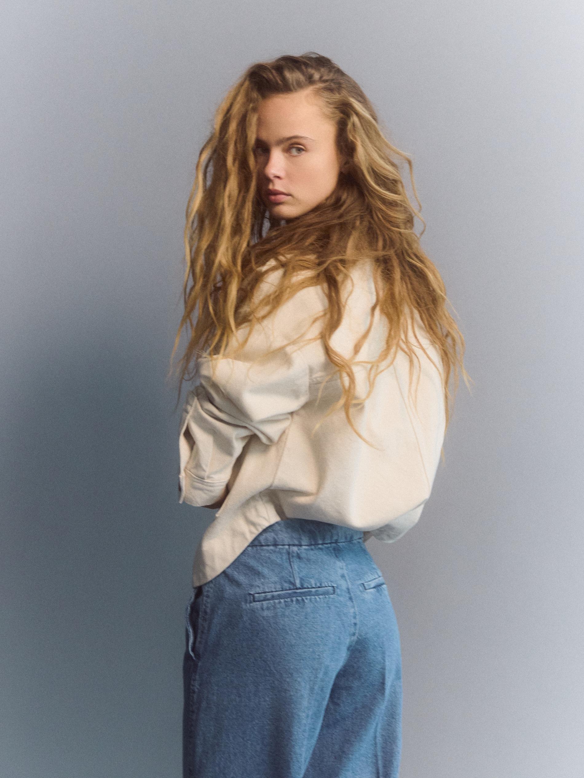 Beige Jeans Denim Jacket, Ivory, large image number 4