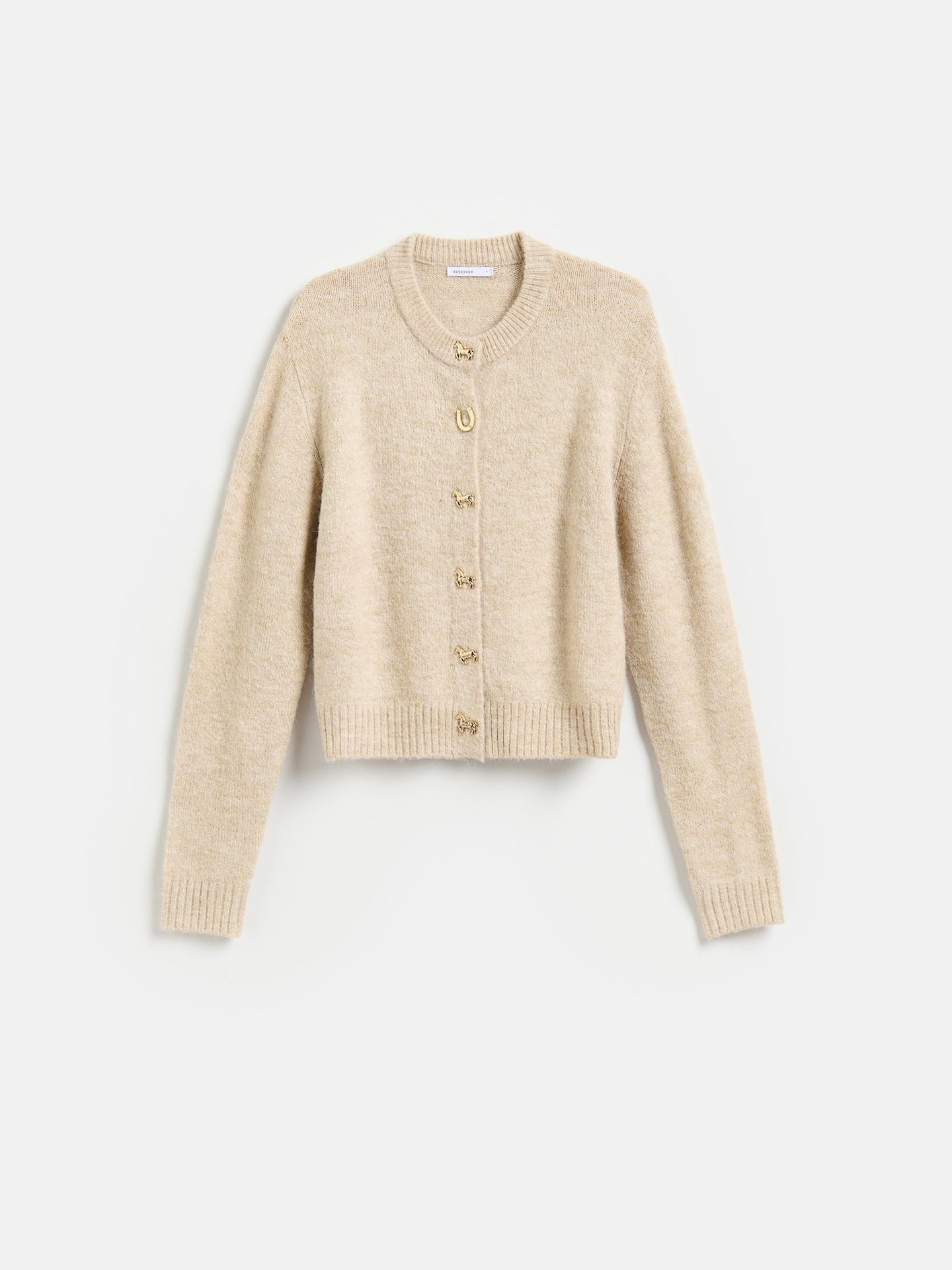 Beige Cardigan With Decorative Buttons, Beige, large image number 3