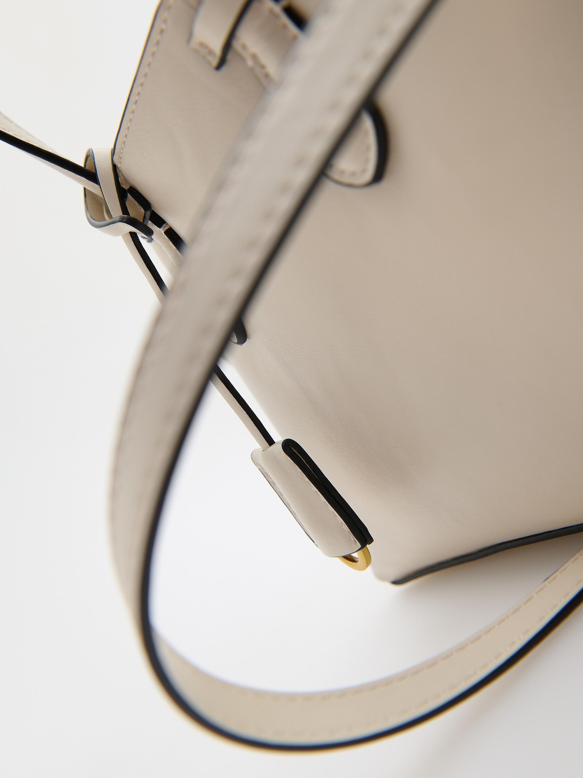 White Leather Handbag, Ivory, large image number 5