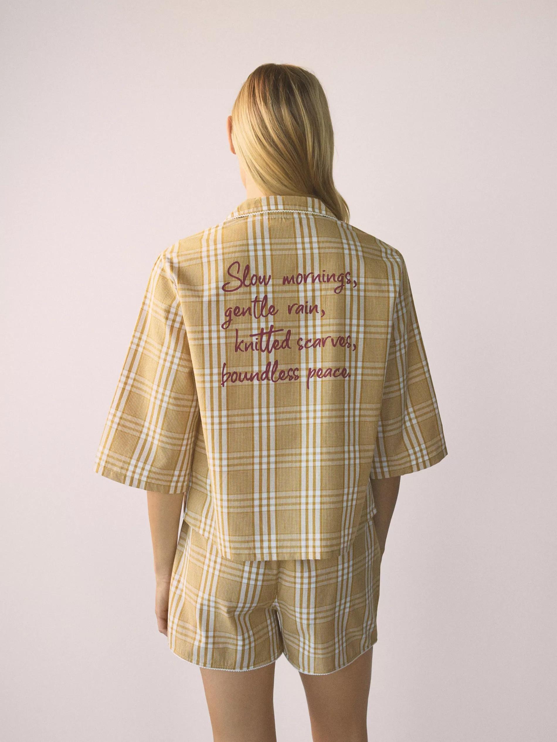 Yellow Check Pyjama Set, Yellow, large image number 1