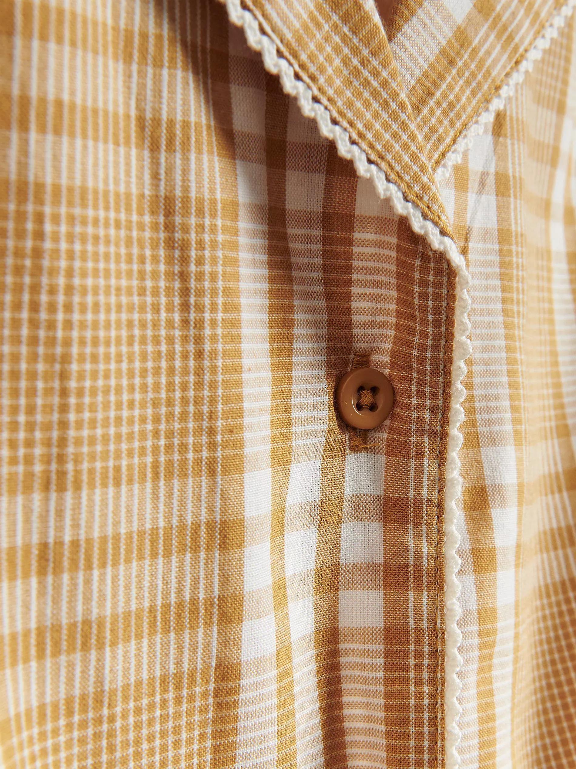 Yellow Check Pyjama Set, Yellow, large image number 4