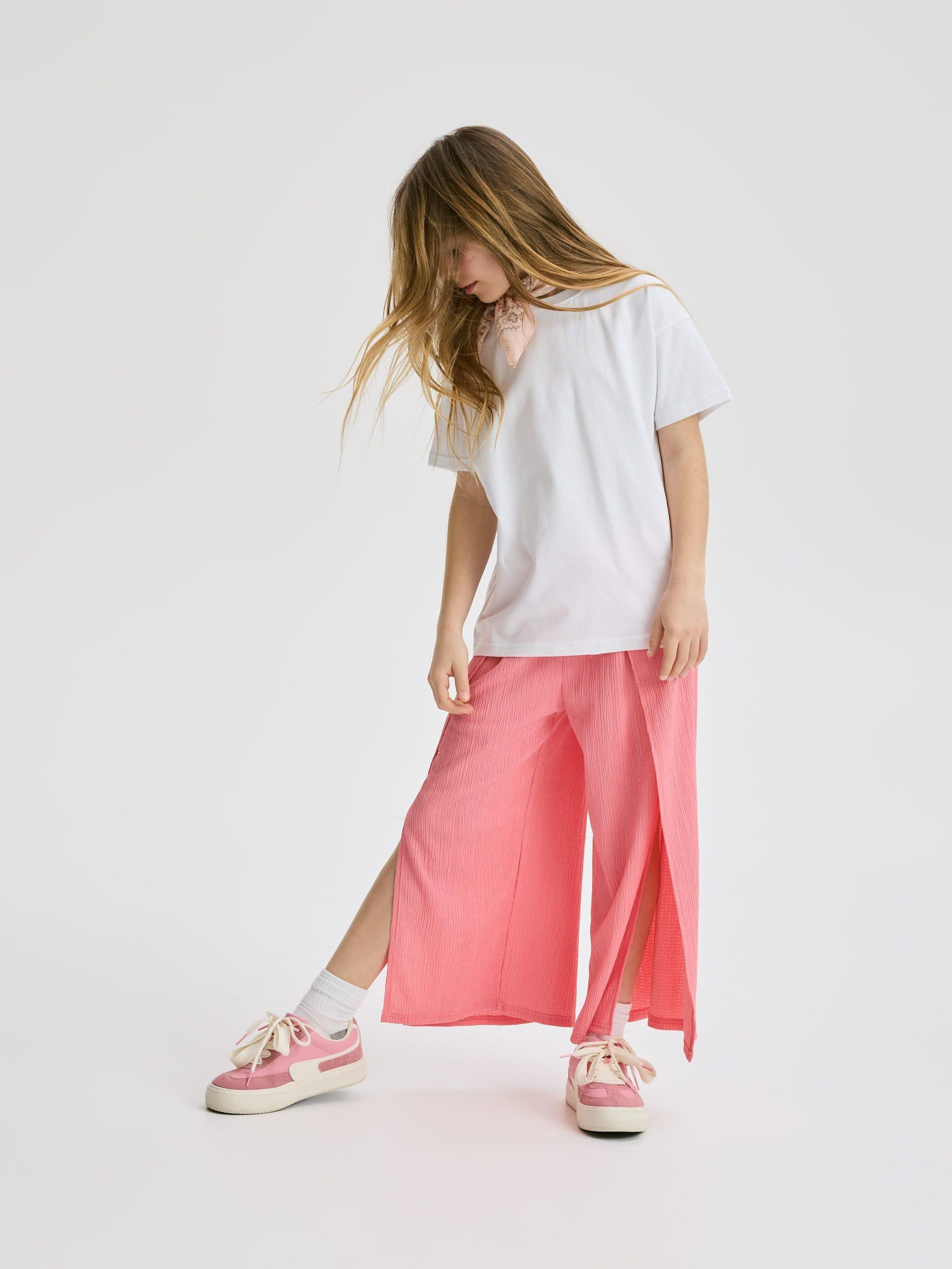 Pink Pleated Culottes, Pink, large image number 0