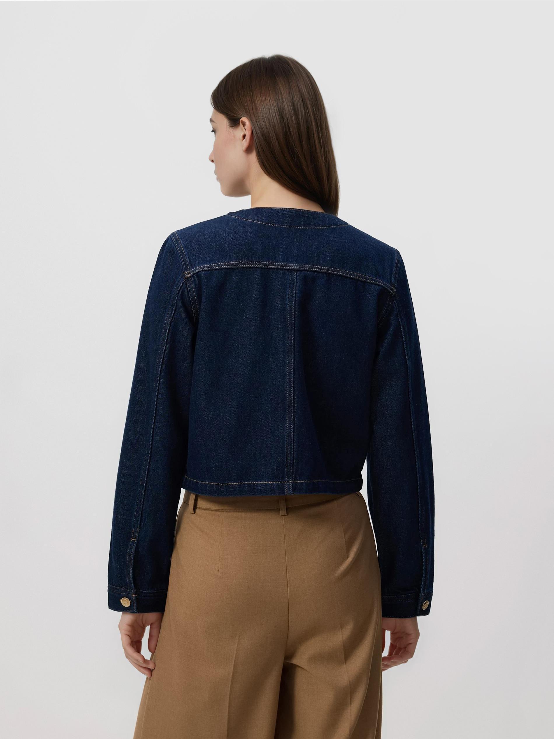 LADIES` JACKET DARK BLUE JEANS, Navy, large image number 1