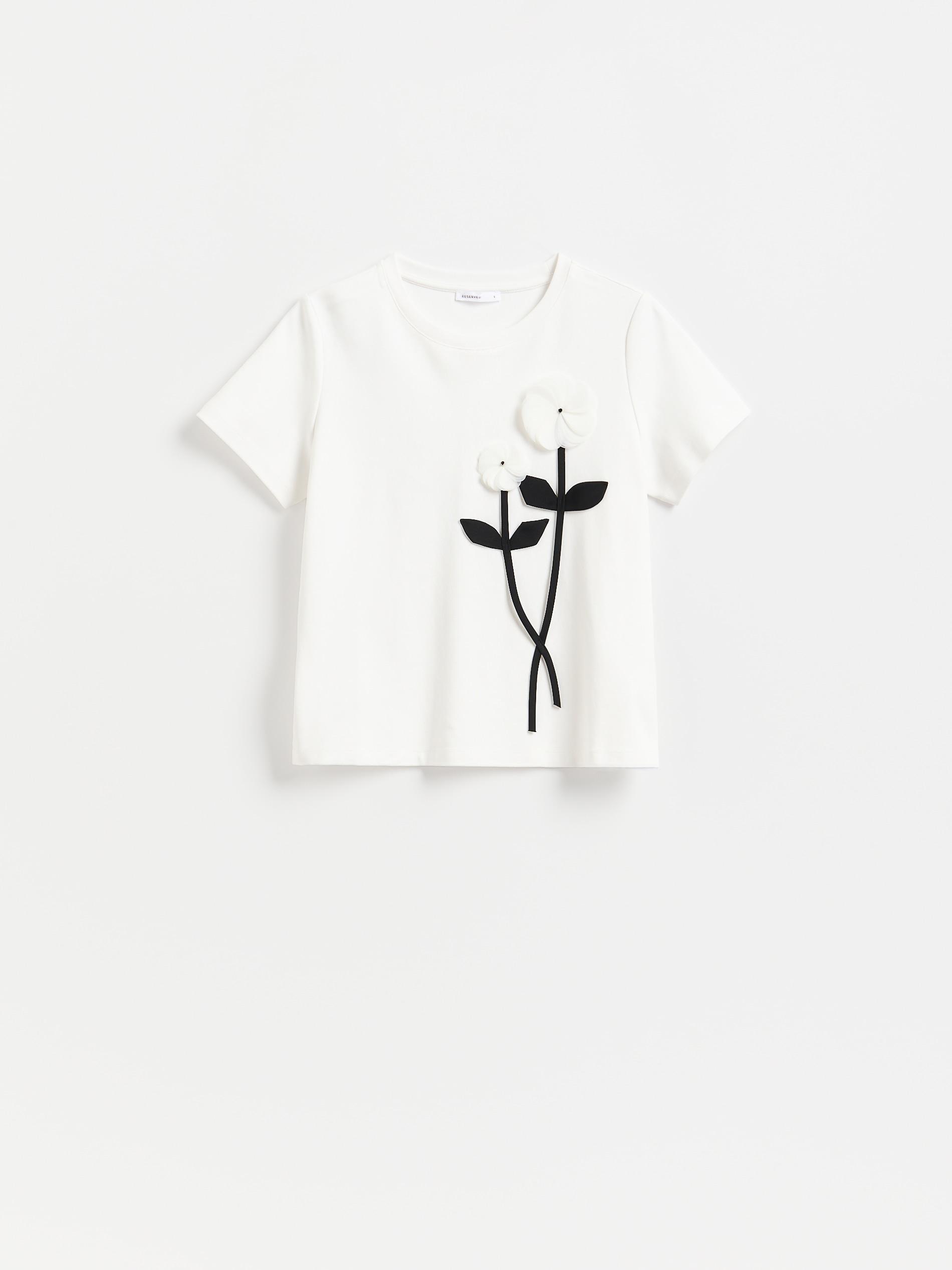 تيشيرت مع ديكوري تطبيق أبيض, White, large image number 3