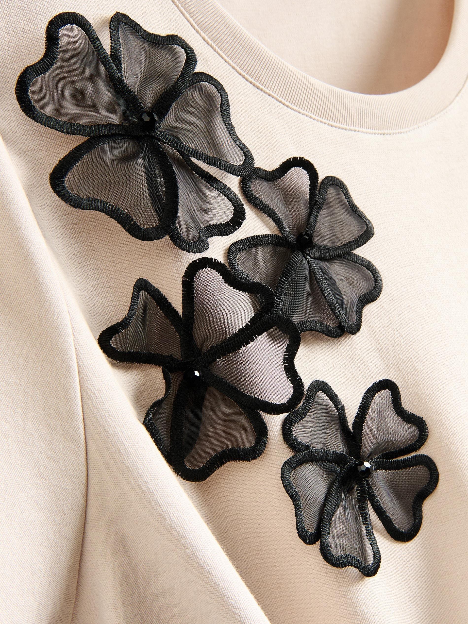 Beige T-Shirt With Decorative Applique, Beige, large image number 5