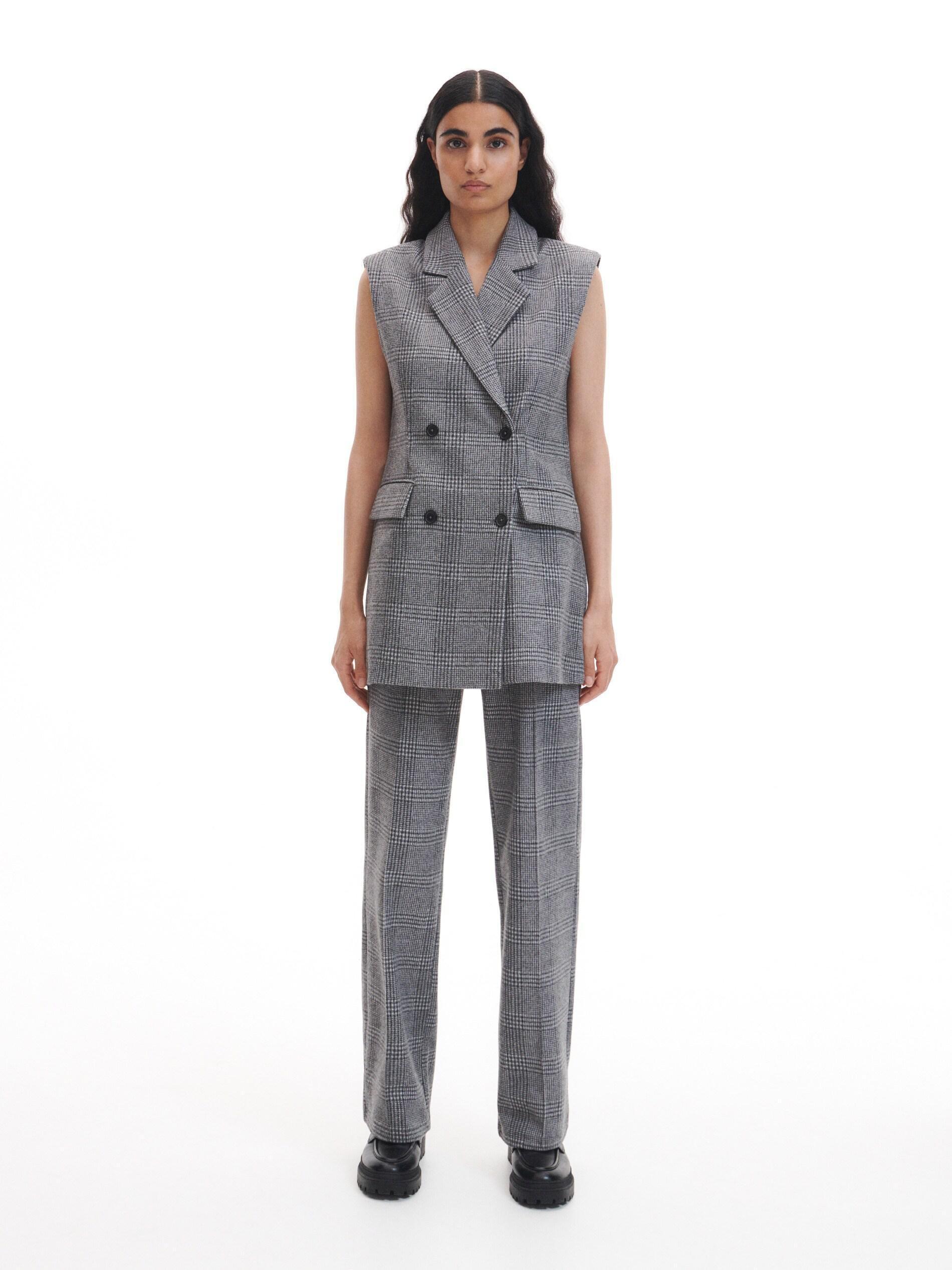 Light Grey Check Trousers, , large image number 0