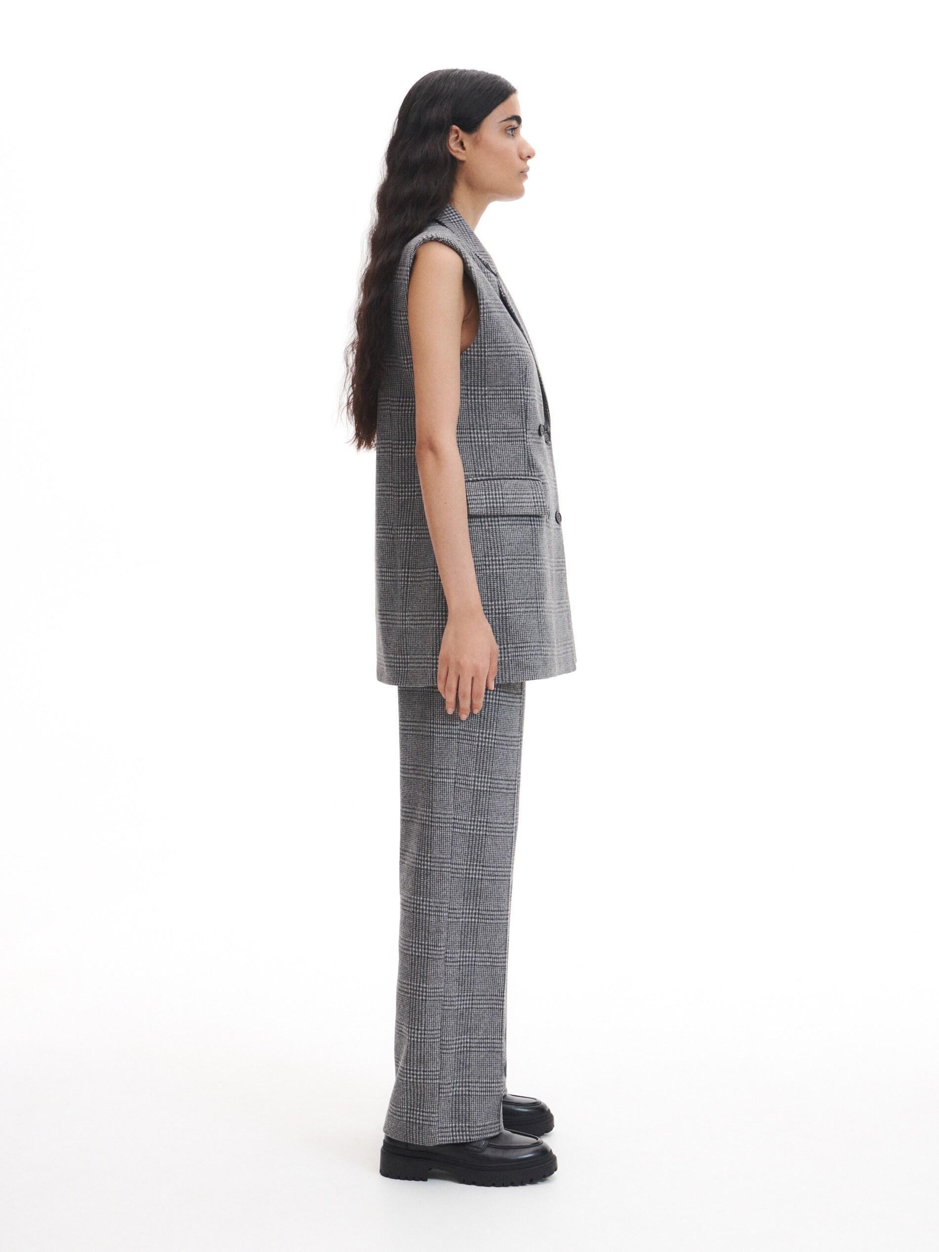 Light Grey Check Trousers, , large image number 1