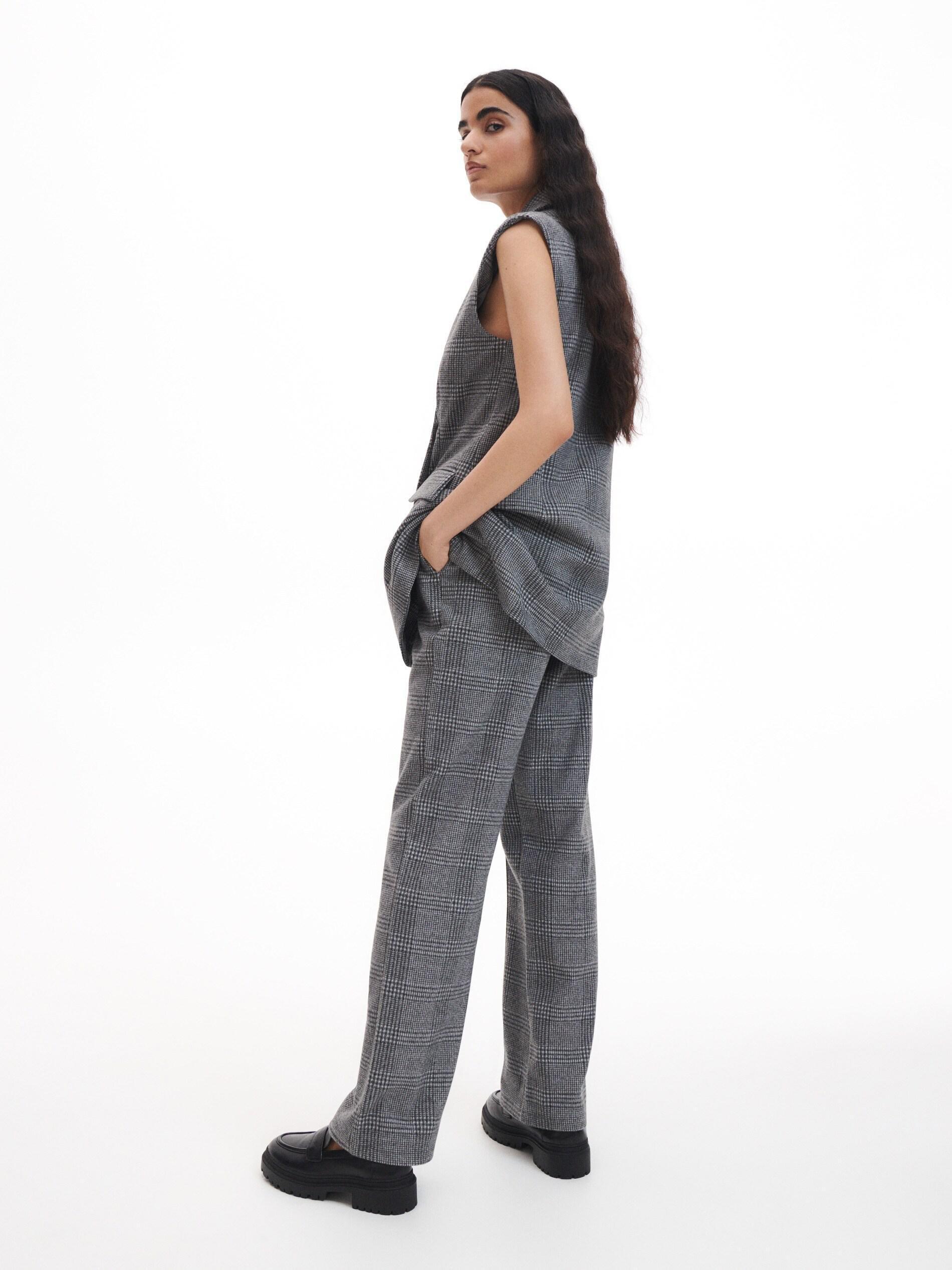 Light Grey Check Trousers, , large image number 2