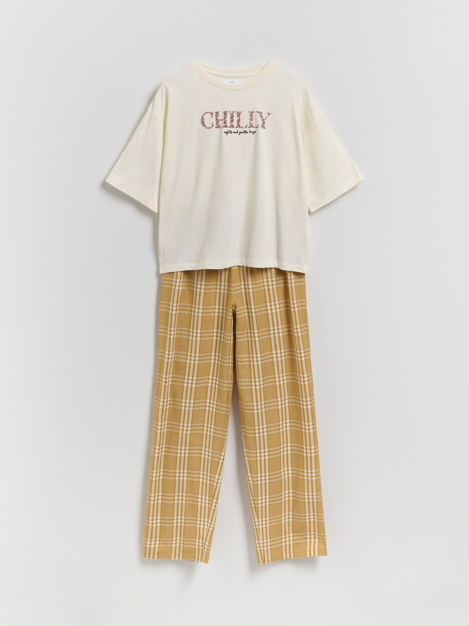 Yellow Printed Pyjama Set, Yellow, large image number 3