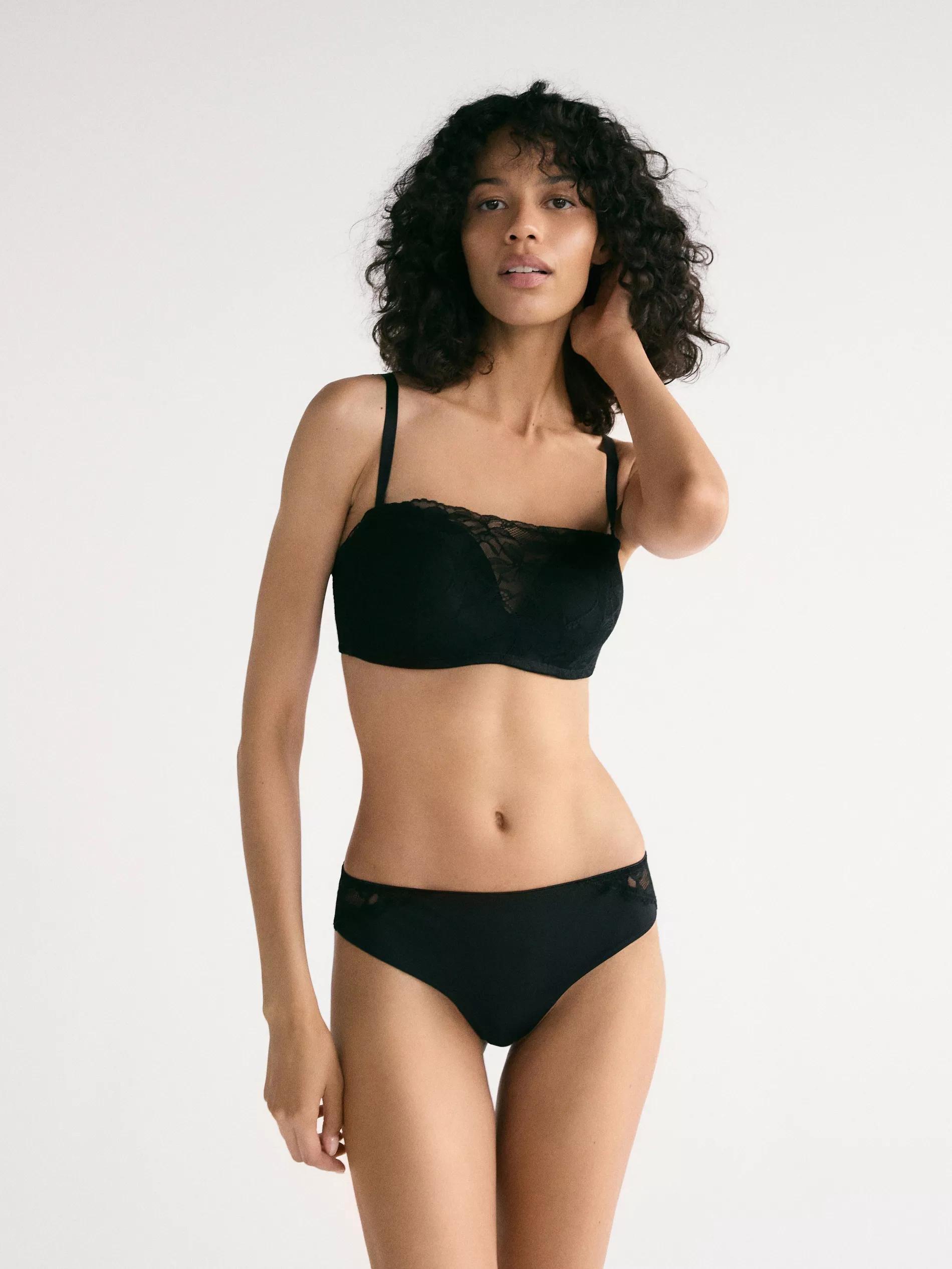 Black Lace Push Up Bra, Black, medium