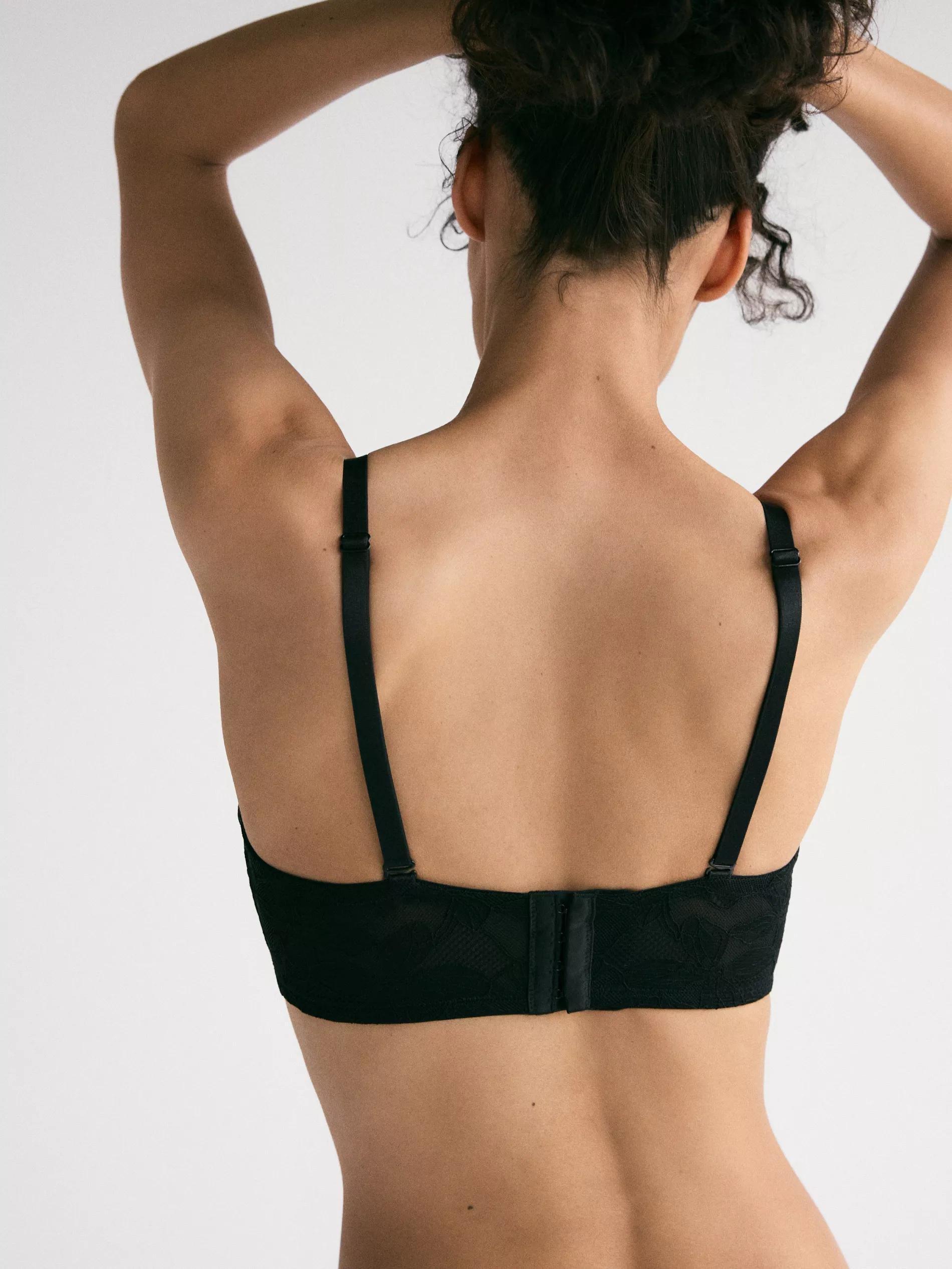 Black Lace Push Up Bra, Black, large image number 2