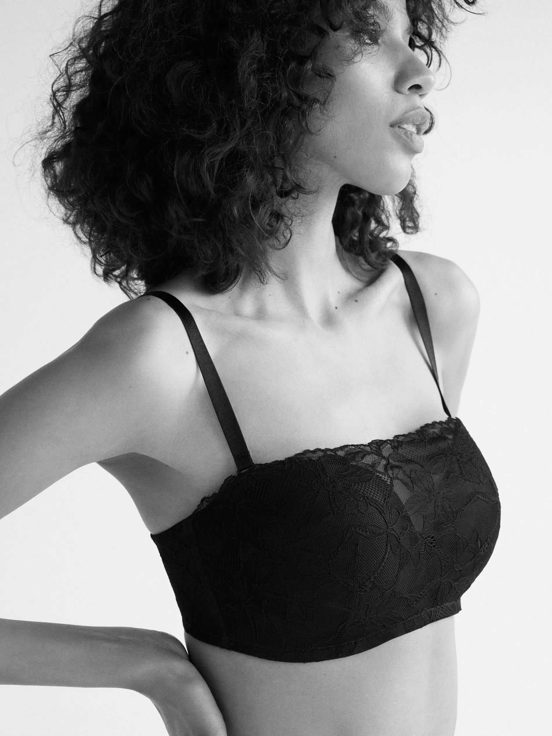 Black Lace Push Up Bra, Black, large image number 3