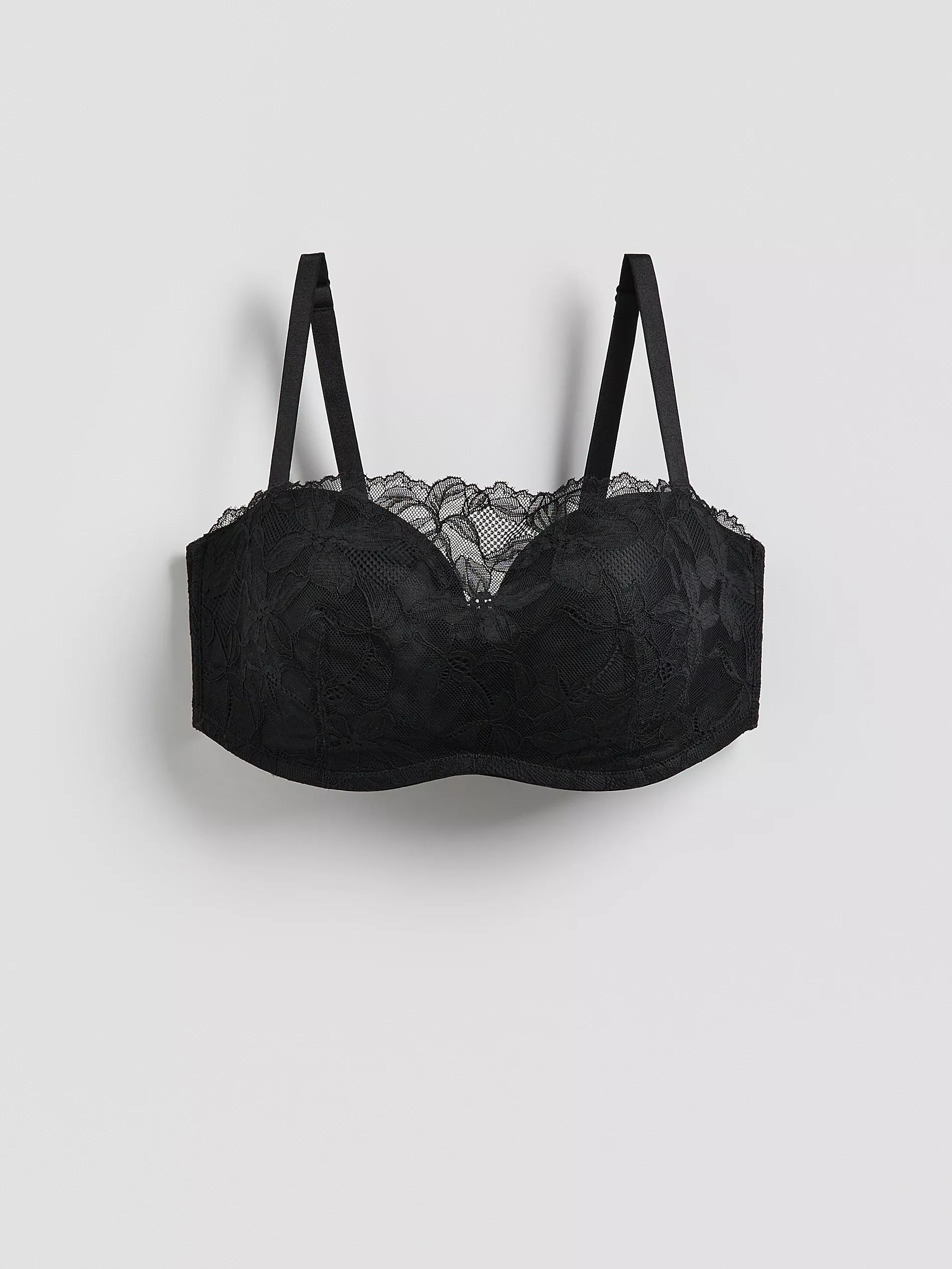 Black Lace Push Up Bra, Black, large image number 4