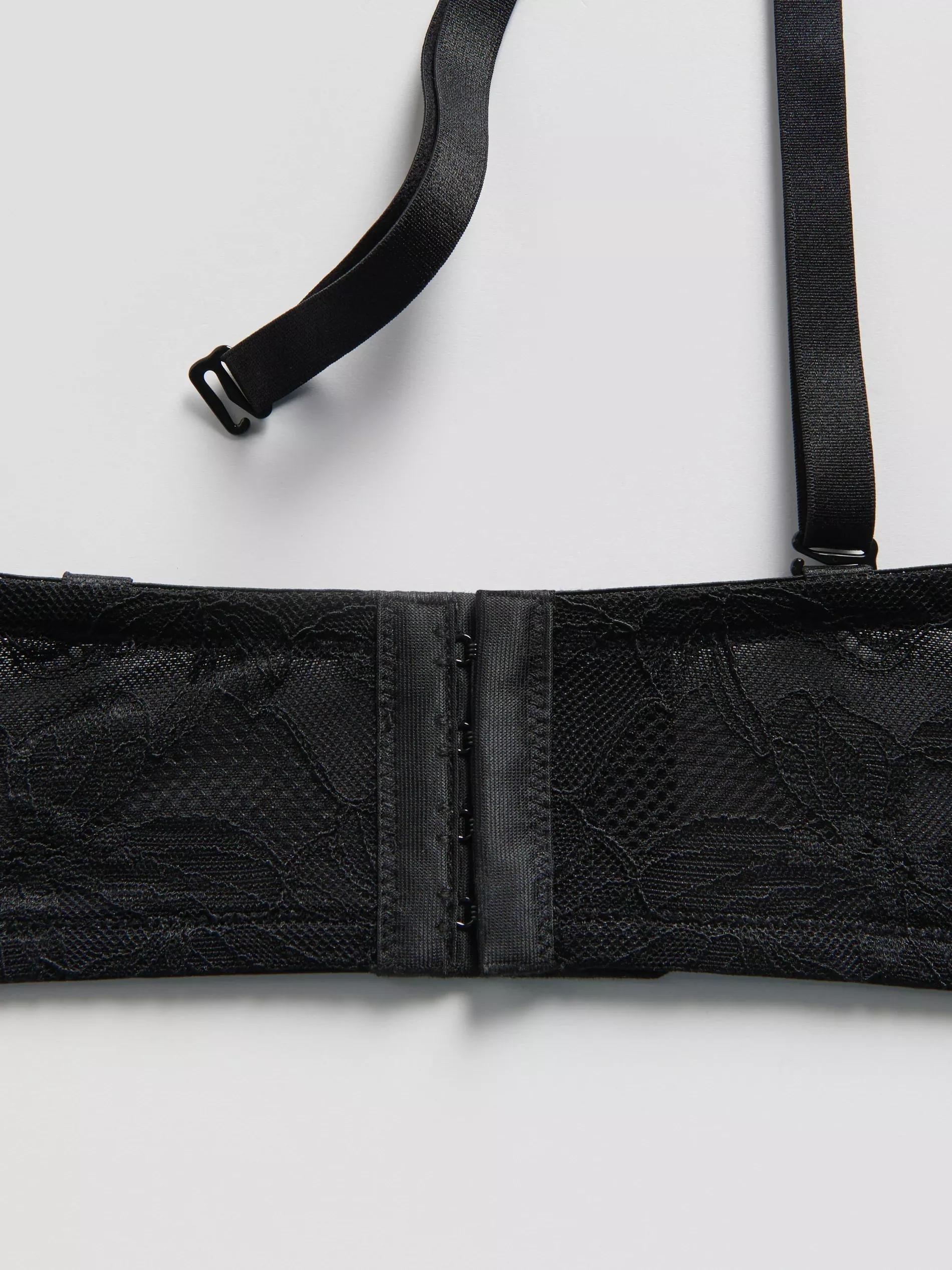 Black Lace Push Up Bra, Black, large image number 5