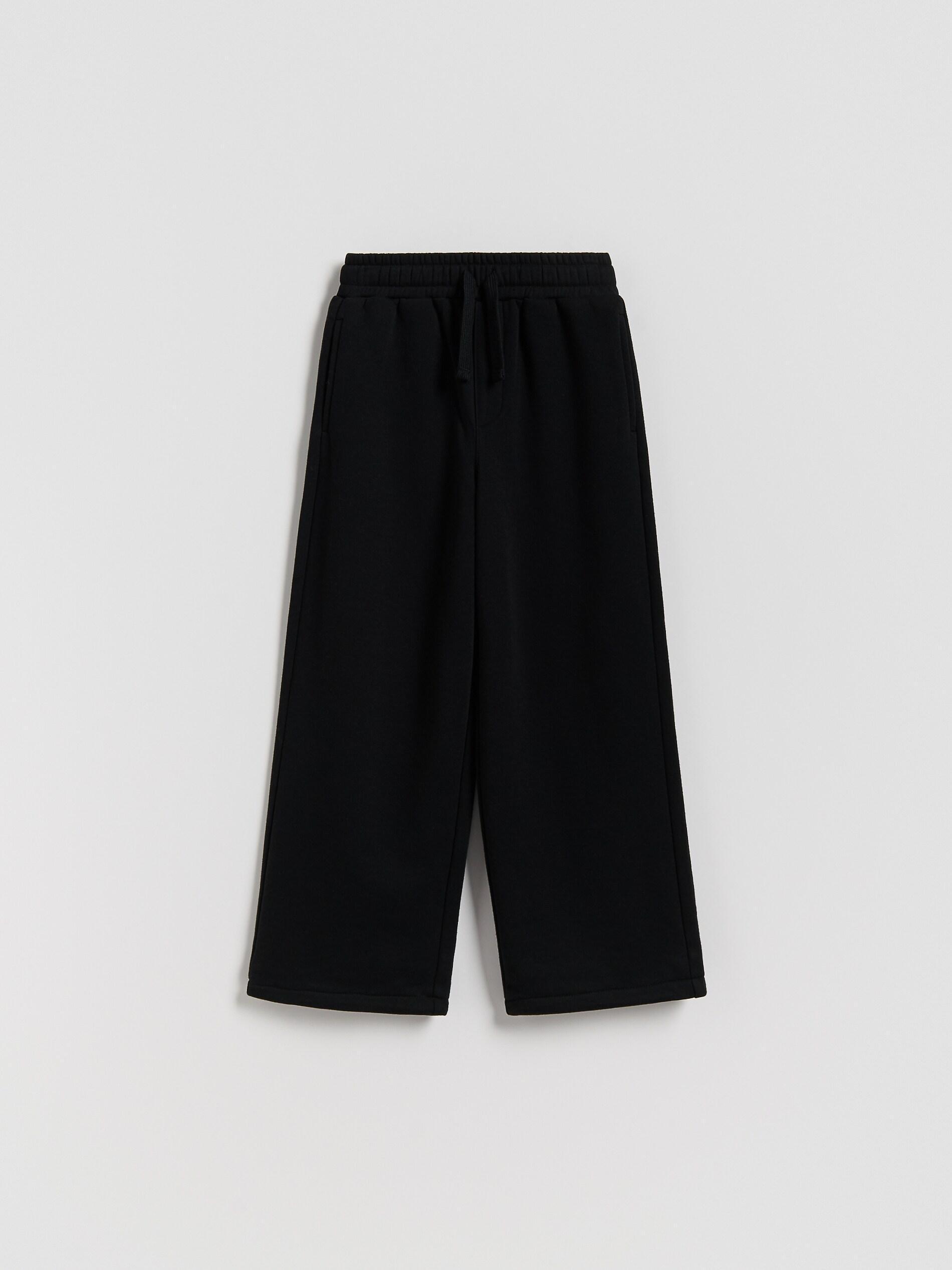 Black Cotton Blend Jersey Trousers, Kids Boys, Black, medium