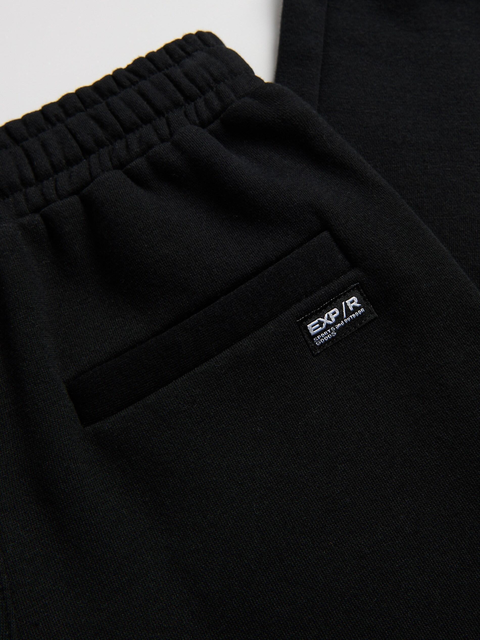 Black Cotton Blend Jersey Trousers, Kids Boys, Black, large image number 1