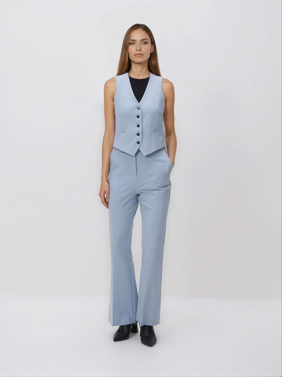 Blue Viscose Rich Suit Vest, Blue, large image number 0