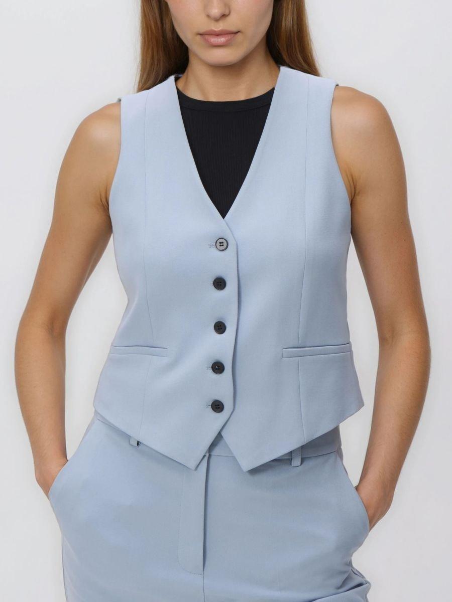 Blue Viscose Rich Suit Vest, Blue, medium